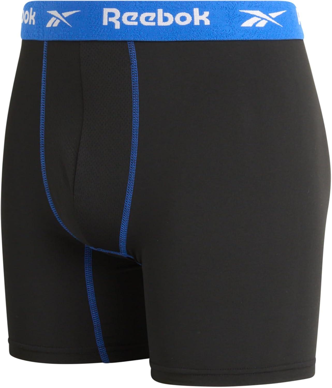 imageReebok Mens Boxer Briefs  3 Pack Stretch Moisture Wicking Mens Underwear with Contour Pouch Boxers for Men Sizes SXLBlackBlackSurf the Web
