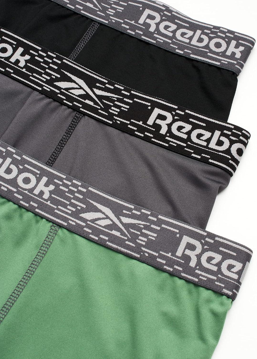 imageReebok Mens Boxer Briefs  3 Pack Stretch Moisture Wicking Mens Underwear with Contour Pouch Boxers for Men Sizes SXLBlackCharcoalSage Green