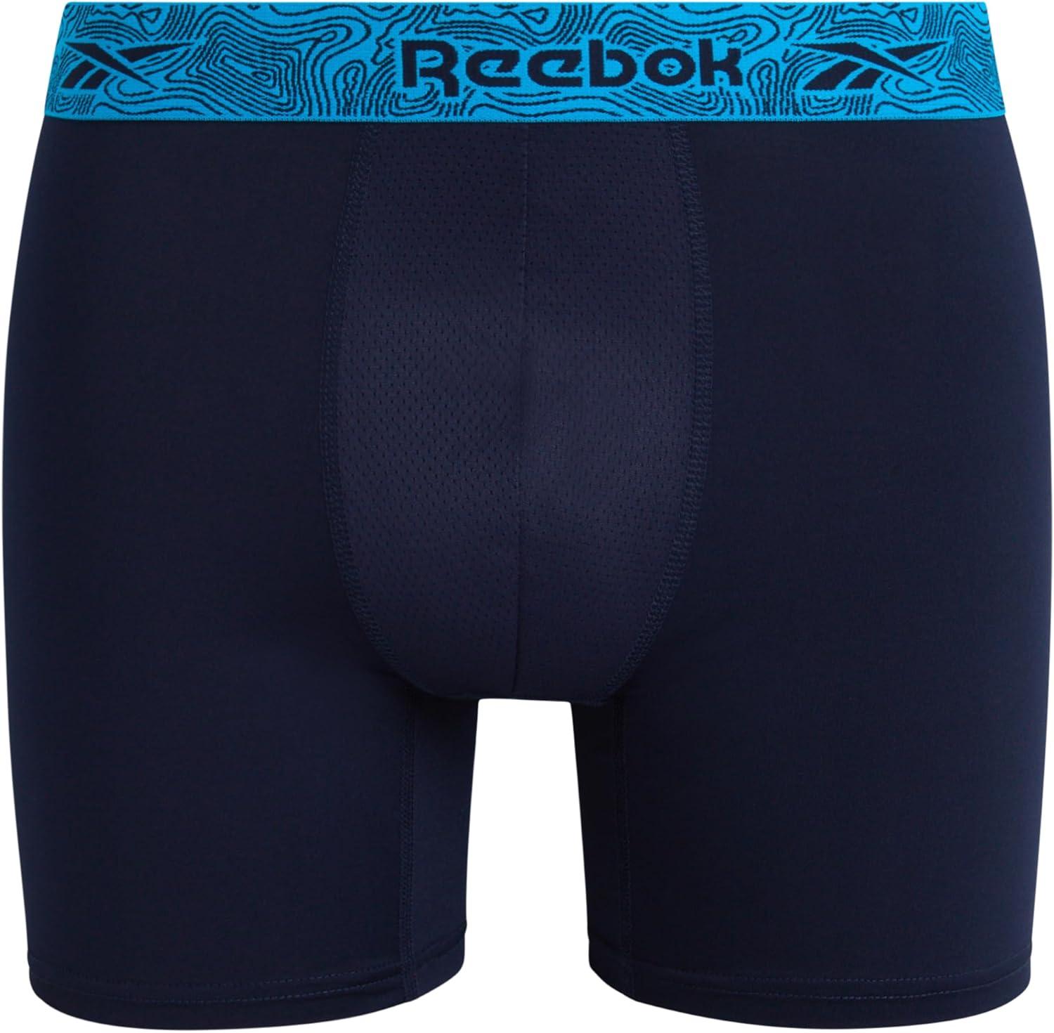 imageReebok Mens Boxer Briefs  3 Pack Stretch Moisture Wicking Mens Underwear with Contour Pouch Boxers for Men Sizes SXLBlackMaritime BlueBlue Danube