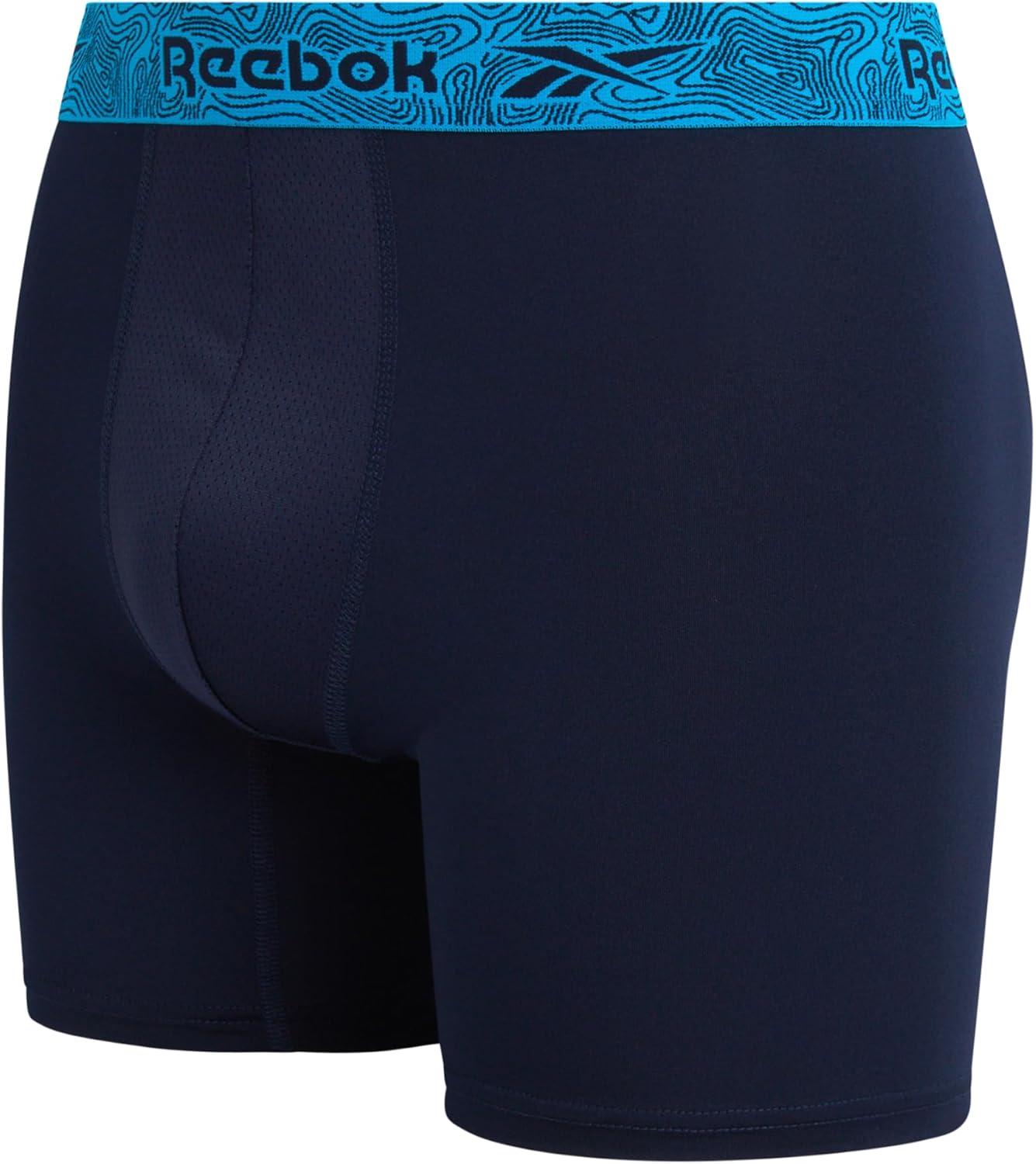 imageReebok Mens Boxer Briefs  3 Pack Stretch Moisture Wicking Mens Underwear with Contour Pouch Boxers for Men Sizes SXLBlackMaritime BlueBlue Danube