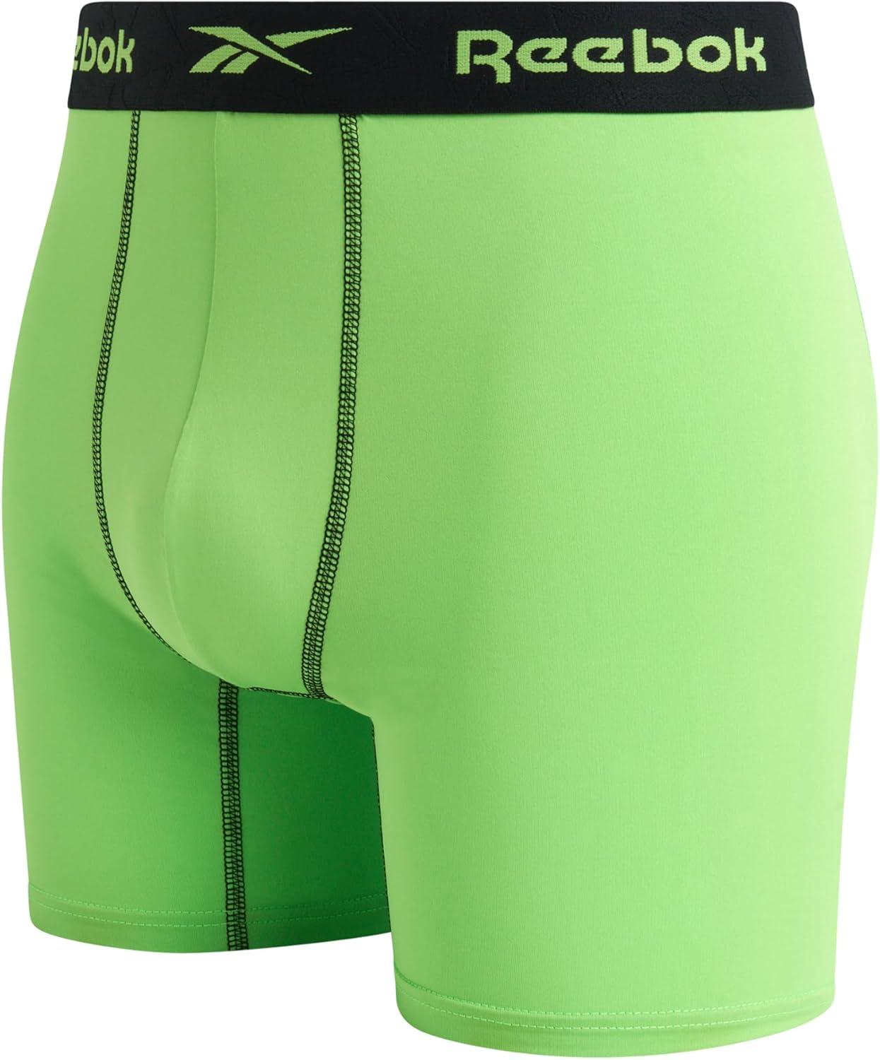 imageReebok Mens Boxer Briefs  3 Pack Stretch Moisture Wicking Mens Underwear with Contour Pouch Boxers for Men Sizes SXLBlackened Pearl Green Flash Black