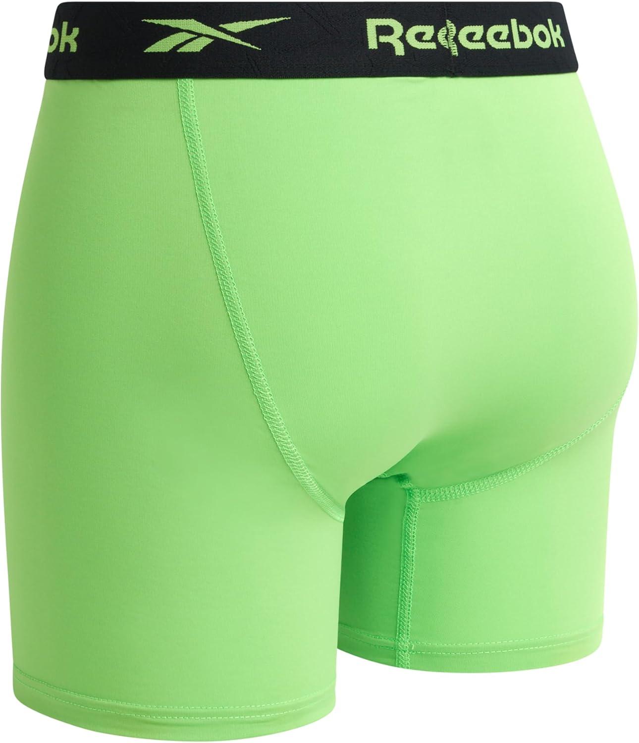 imageReebok Mens Boxer Briefs  3 Pack Stretch Moisture Wicking Mens Underwear with Contour Pouch Boxers for Men Sizes SXLBlackened Pearl Green Flash Black