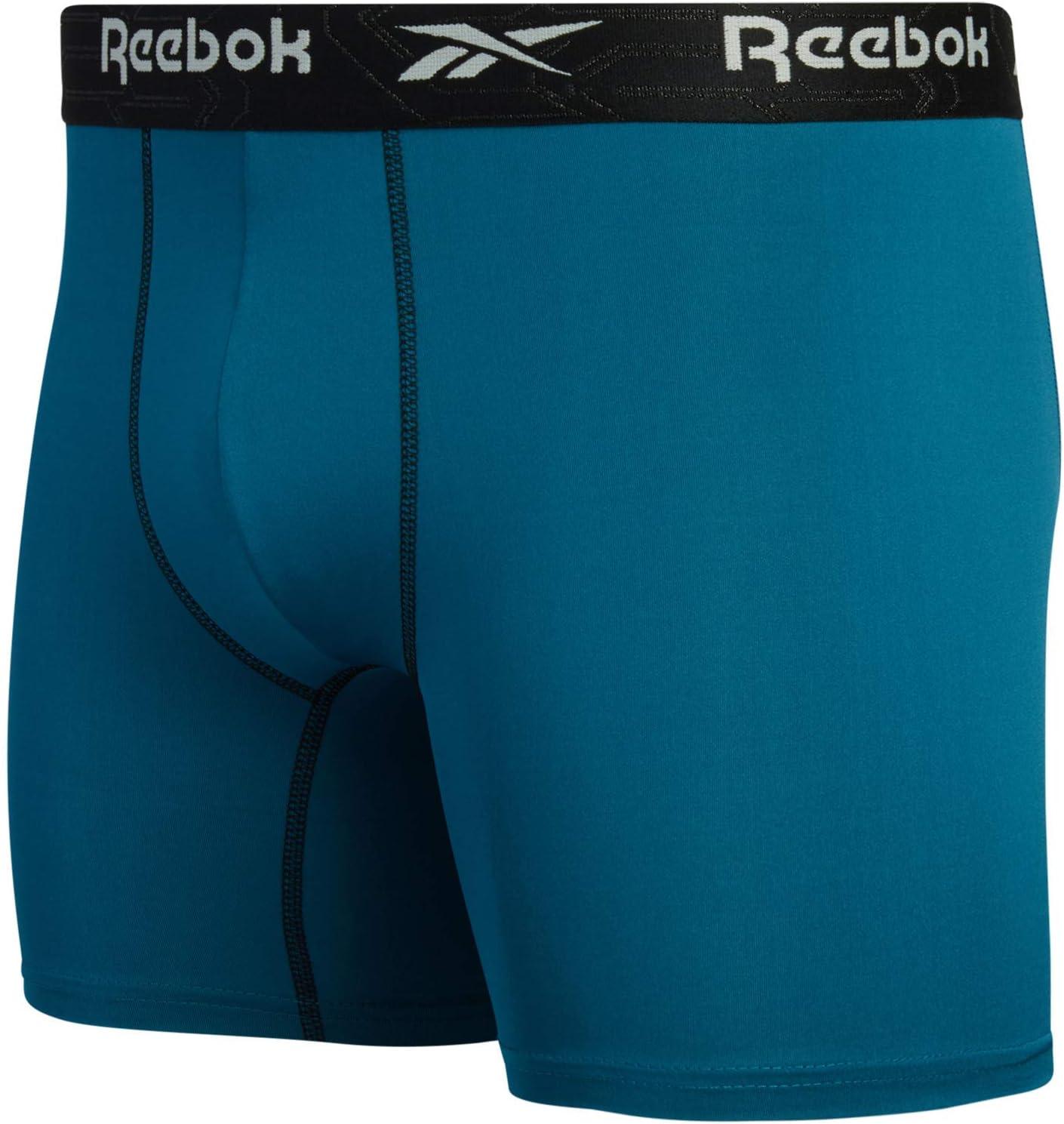 imageReebok Mens Boxer Briefs  3 Pack Stretch Moisture Wicking Mens Underwear with Contour Pouch Boxers for Men Sizes SXLBlue