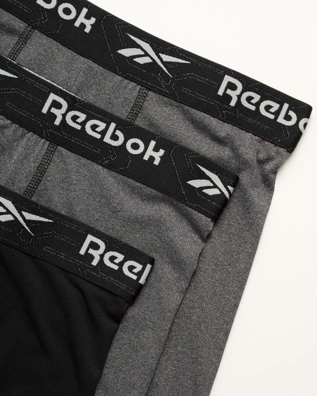 imageReebok Mens Boxer Briefs  3 Pack Stretch Moisture Wicking Mens Underwear with Contour Pouch Boxers for Men Sizes SXLCharcoal
