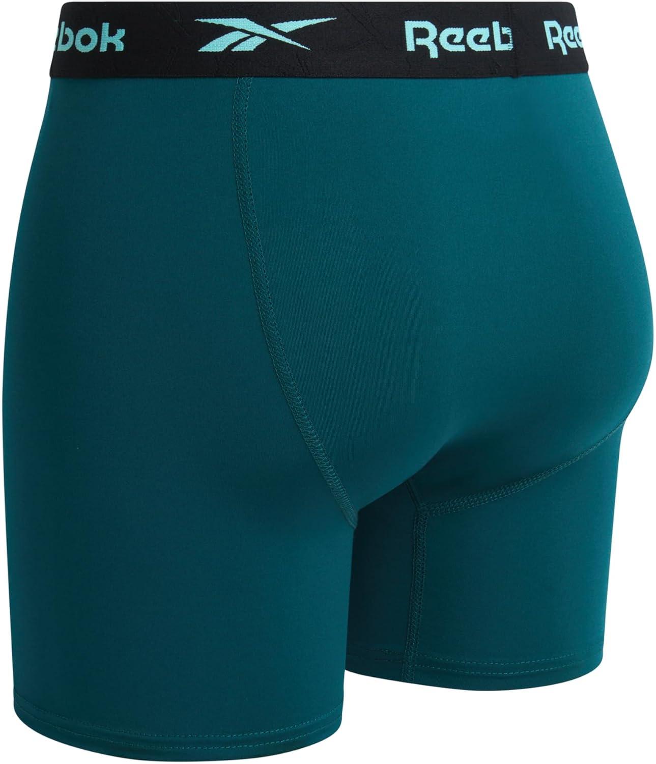 imageReebok Mens Boxer Briefs  3 Pack Stretch Moisture Wicking Mens Underwear with Contour Pouch Boxers for Men Sizes SXLDark Sea Alloy Black