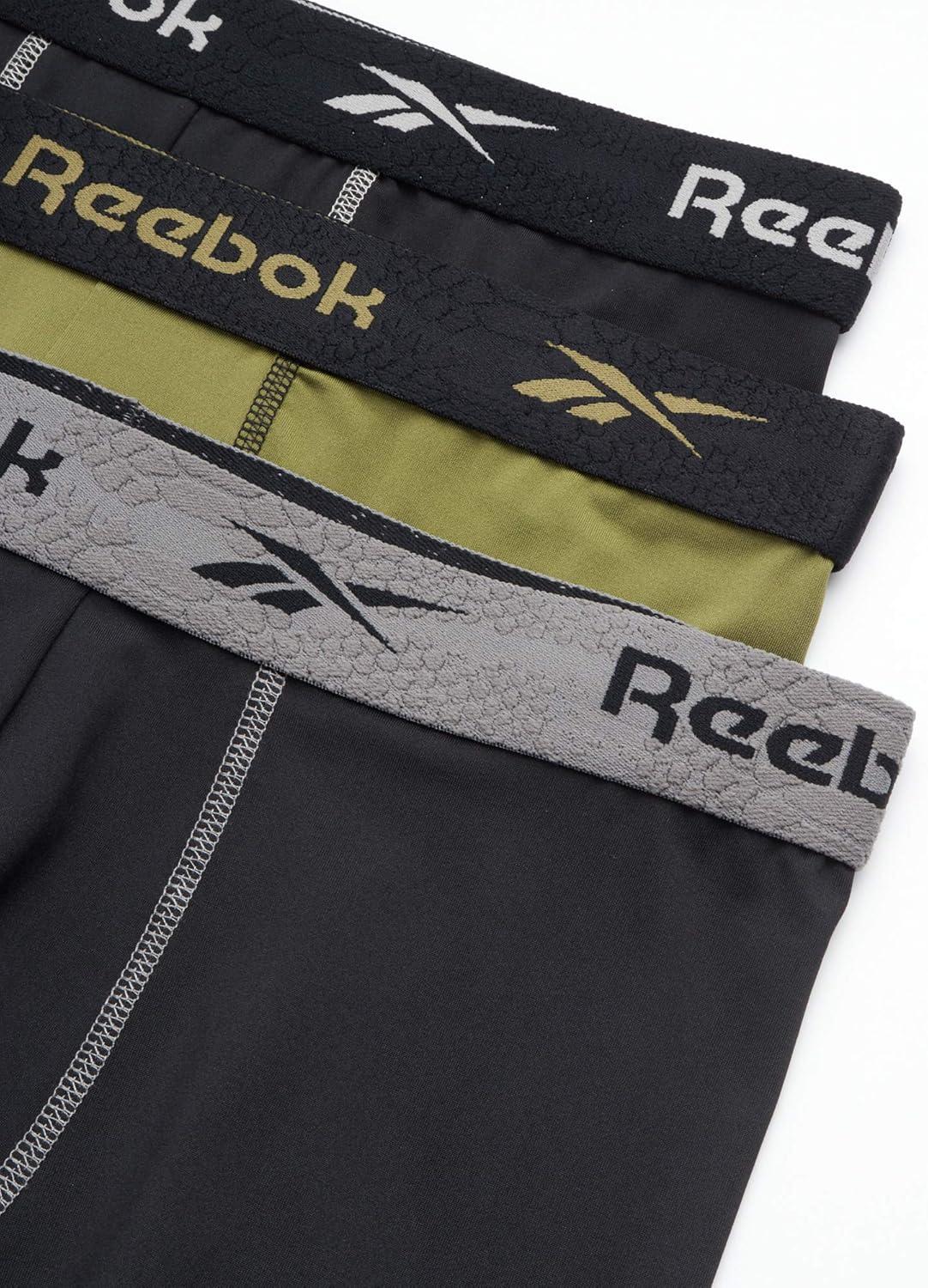 imageReebok Mens Boxer Briefs  3 Pack Stretch Moisture Wicking Mens Underwear with Contour Pouch Boxers for Men Sizes SXLGold