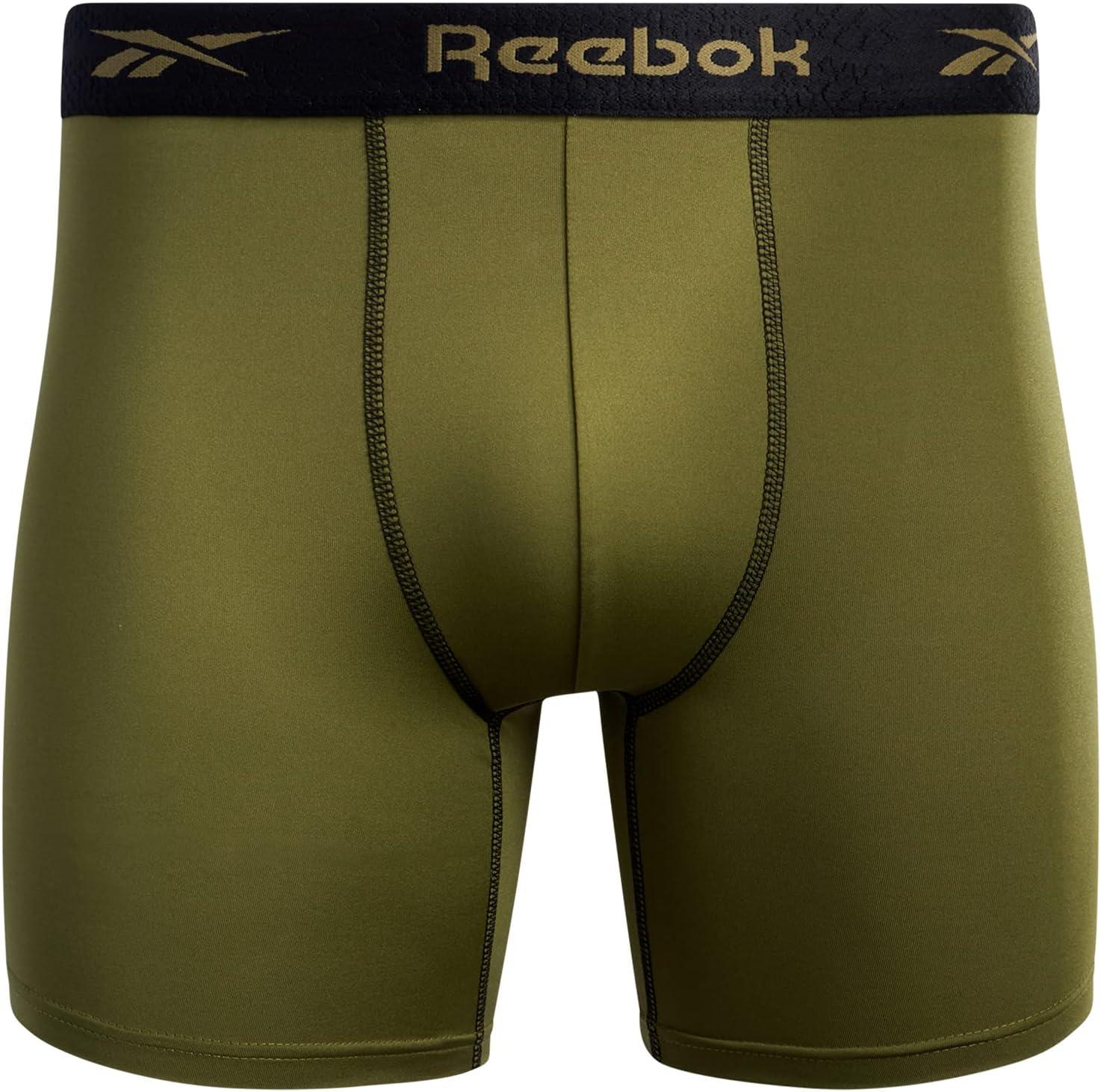 imageReebok Mens Boxer Briefs  3 Pack Stretch Moisture Wicking Mens Underwear with Contour Pouch Boxers for Men Sizes SXLGold