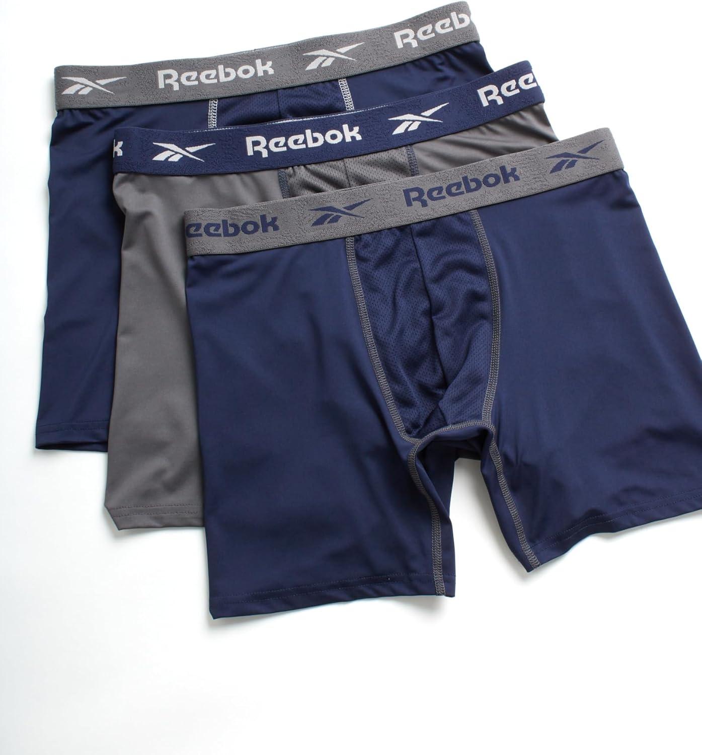 imageReebok Mens Boxer Briefs  3 Pack Stretch Moisture Wicking Mens Underwear with Contour Pouch Boxers for Men Sizes SXLMaritime BlueBlackened PearlBlue