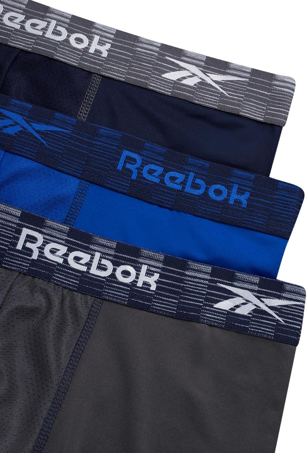 imageReebok Mens Boxer Briefs  3 Pack Stretch Moisture Wicking Mens Underwear with Contour Pouch Boxers for Men Sizes SXLMaritime BlueSurf the Web Blackened Pearl