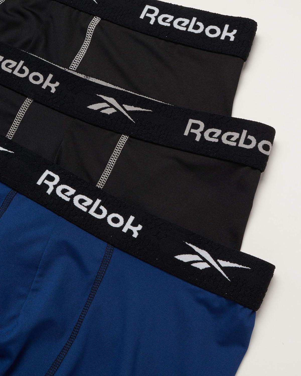 imageReebok Mens Boxer Briefs  3 Pack Stretch Moisture Wicking Mens Underwear with Contour Pouch Boxers for Men Sizes SXLNavy