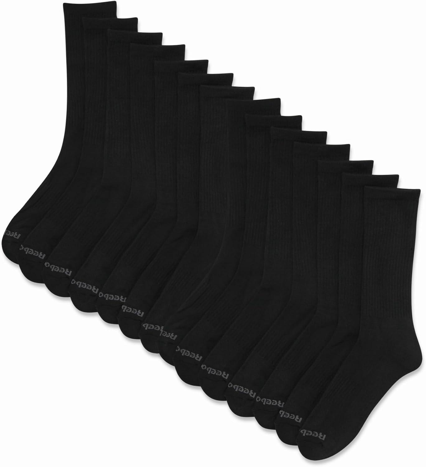 imageReebok Mens Crew Socks  10 Pack Stretch Performance Cushioned Crew Socks  Arch Support Athletic Socks for Men 6125Black 14pk