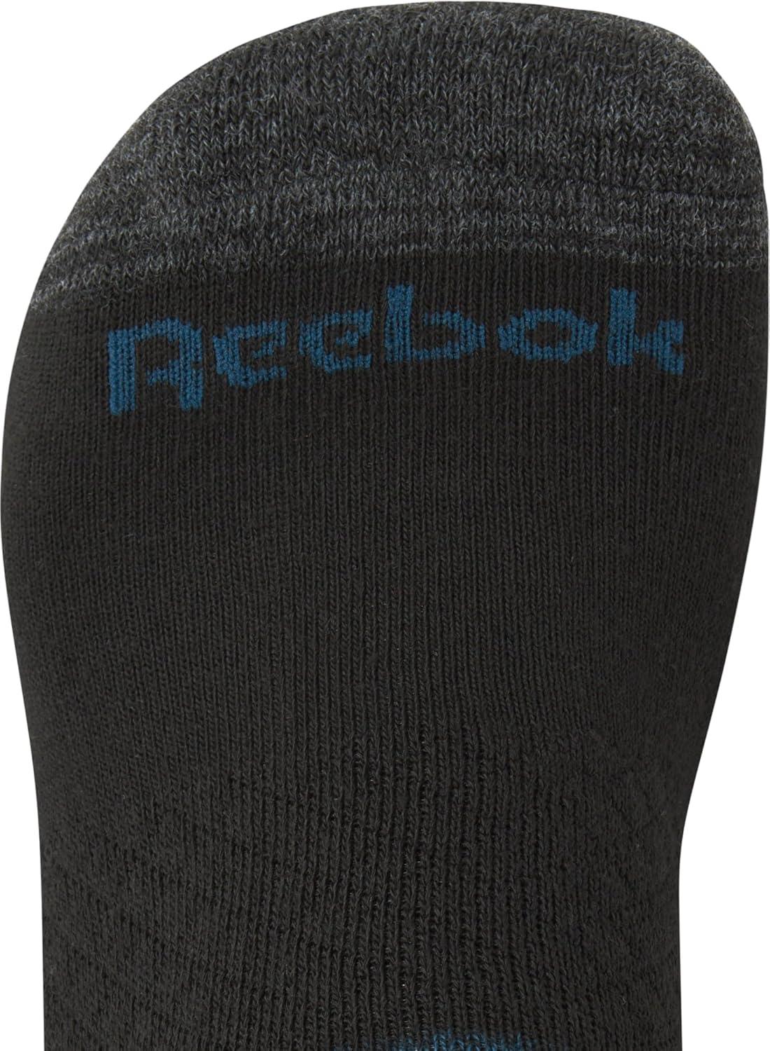 imageReebok Mens Crew Socks  10 Pack Stretch Performance Cushioned Crew Socks  Arch Support Athletic Socks for Men 6125Black Logo