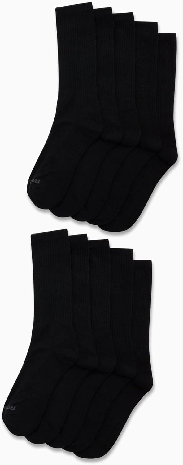 imageReebok Mens Crew Socks  10 Pack Stretch Performance Cushioned Crew Socks  Arch Support Athletic Socks for Men 6125Classic Black