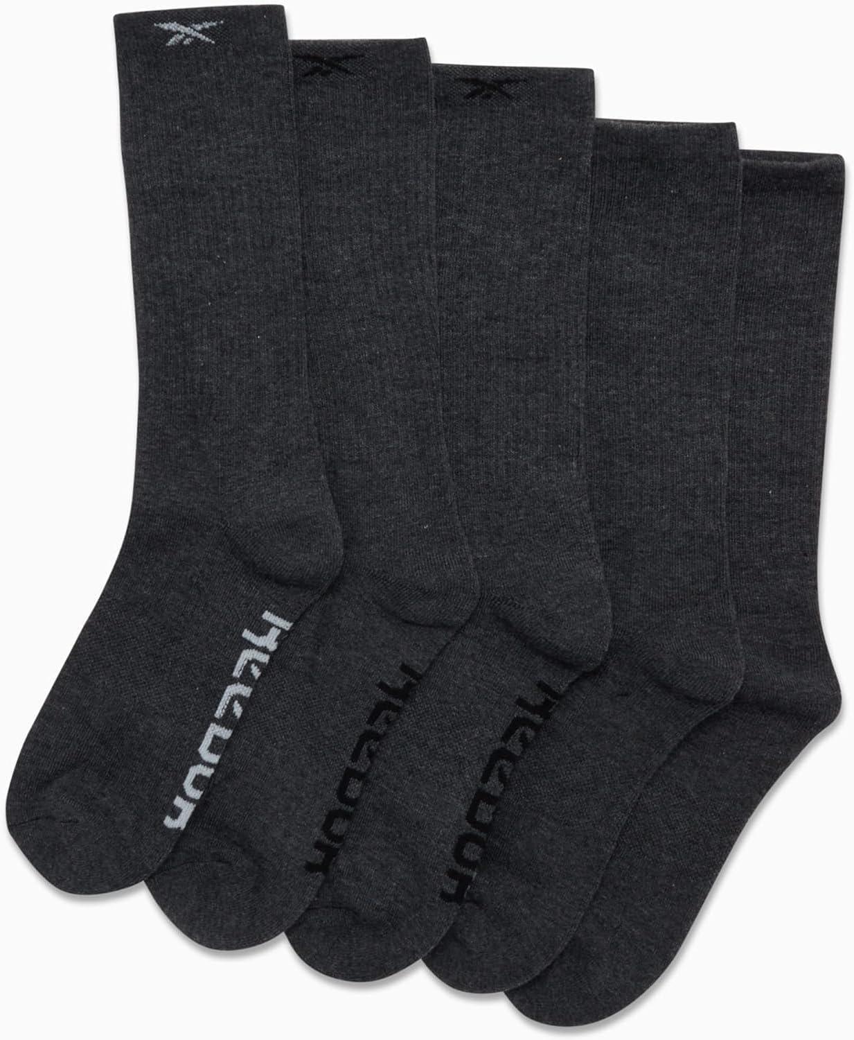 imageReebok Mens Crew Socks  10 Pack Stretch Performance Cushioned Crew Socks  Arch Support Athletic Socks for Men 6125Classic Grey