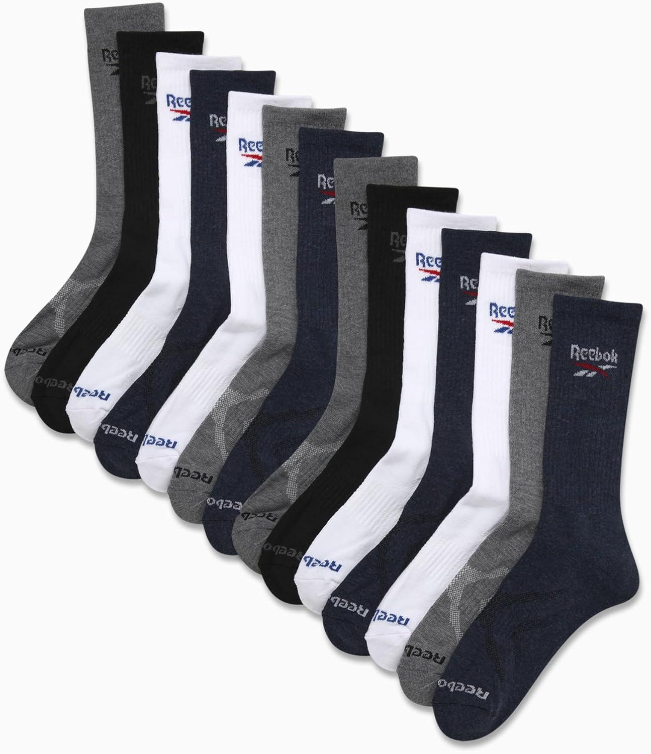 imageReebok Mens Crew Socks  10 Pack Stretch Performance Cushioned Crew Socks  Arch Support Athletic Socks for Men 6125Multi 14pk