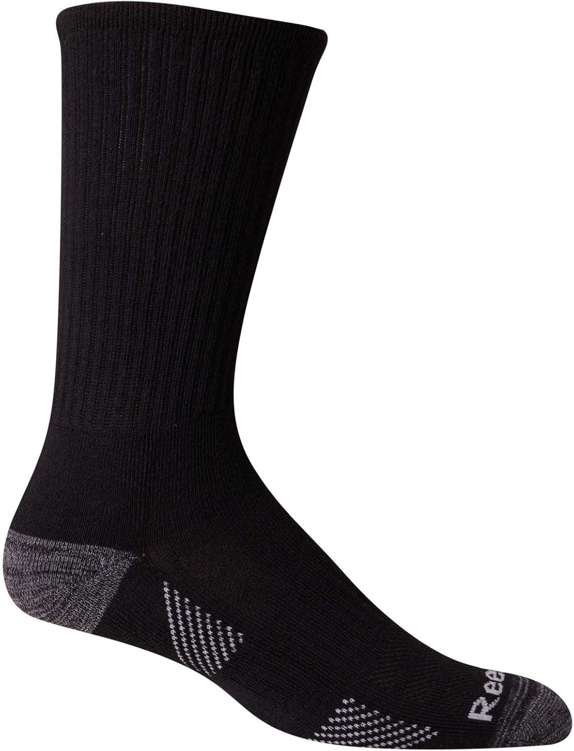 imageReebok Mens Crew Socks  10 Pack Stretch Performance Cushioned Crew Socks  Arch Support Athletic Socks for Men 6125Raven Black