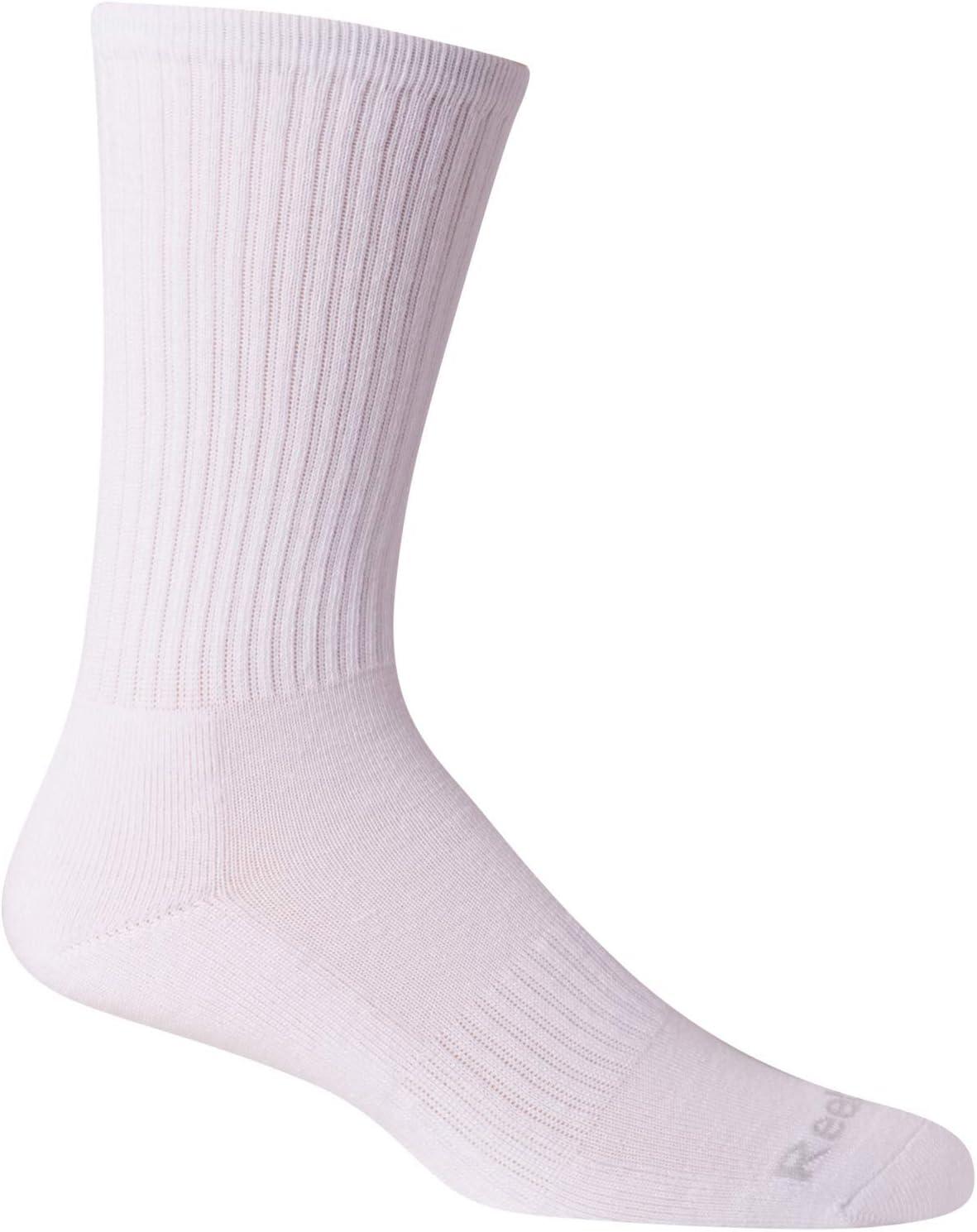 imageReebok Mens Crew Socks  10 Pack Stretch Performance Cushioned Crew Socks  Arch Support Athletic Socks for Men 6125White 3