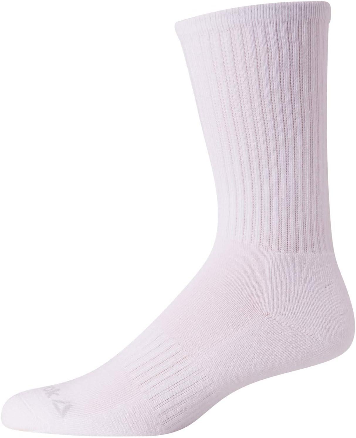 imageReebok Mens Crew Socks  10 Pack Stretch Performance Cushioned Crew Socks  Arch Support Athletic Socks for Men 6125White 3