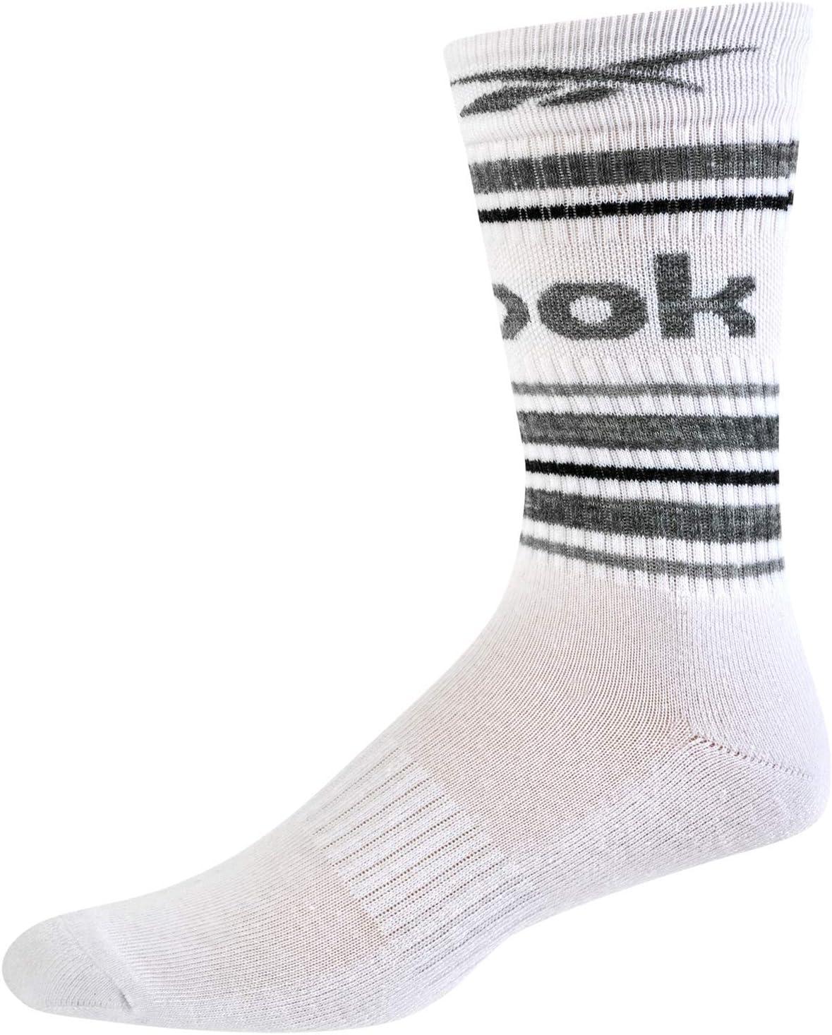 imageReebok Mens Crew Socks  10 Pack Stretch Performance Cushioned Crew Socks  Arch Support Athletic Socks for Men 6125WhiteGreyBlack