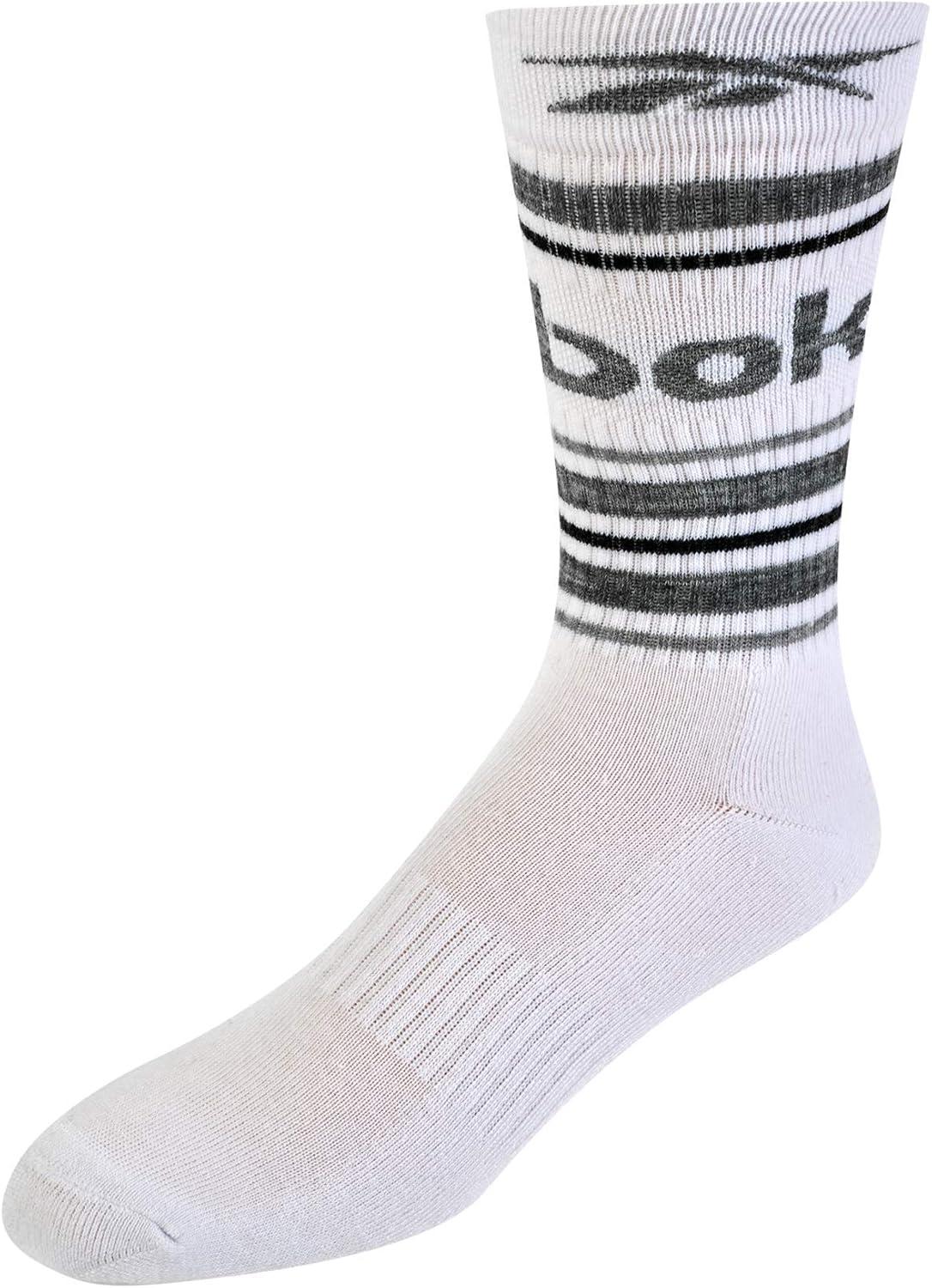 imageReebok Mens Crew Socks  10 Pack Stretch Performance Cushioned Crew Socks  Arch Support Athletic Socks for Men 6125WhiteGreyBlack