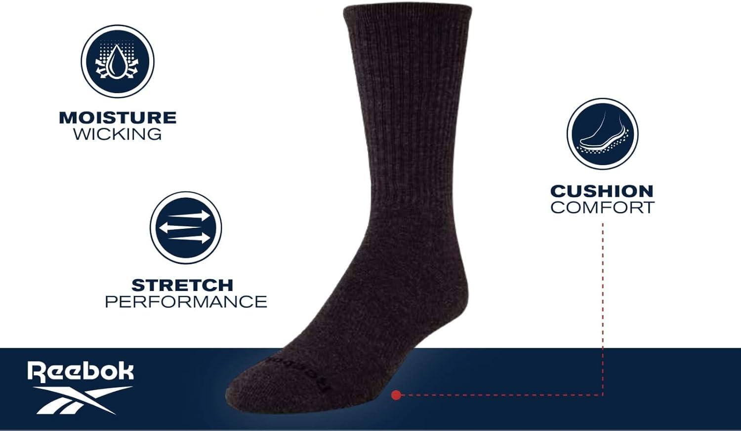 imageReebok Mens Crew Socks  5 Pack Breathable Cushioned MoistureWicking Athletic Performance Running Socks for Men 6125BlueWhite