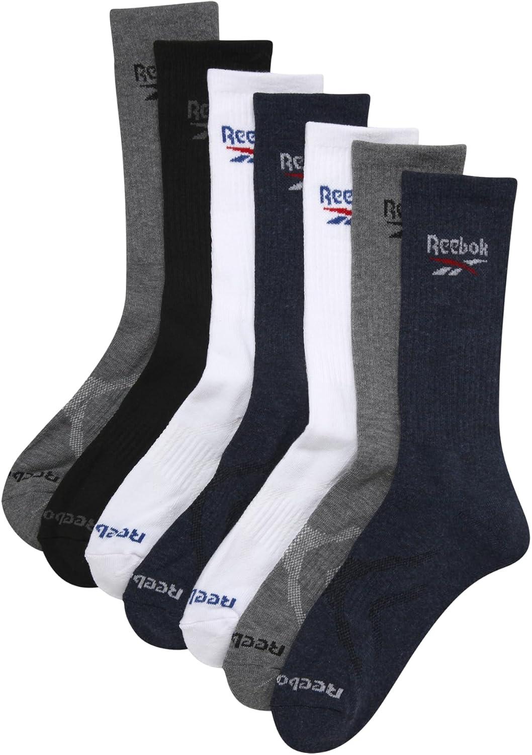 imageReebok Mens Crew Socks  5 Pack Breathable Cushioned MoistureWicking Athletic Performance Running Socks for Men 6125Multi 7pk