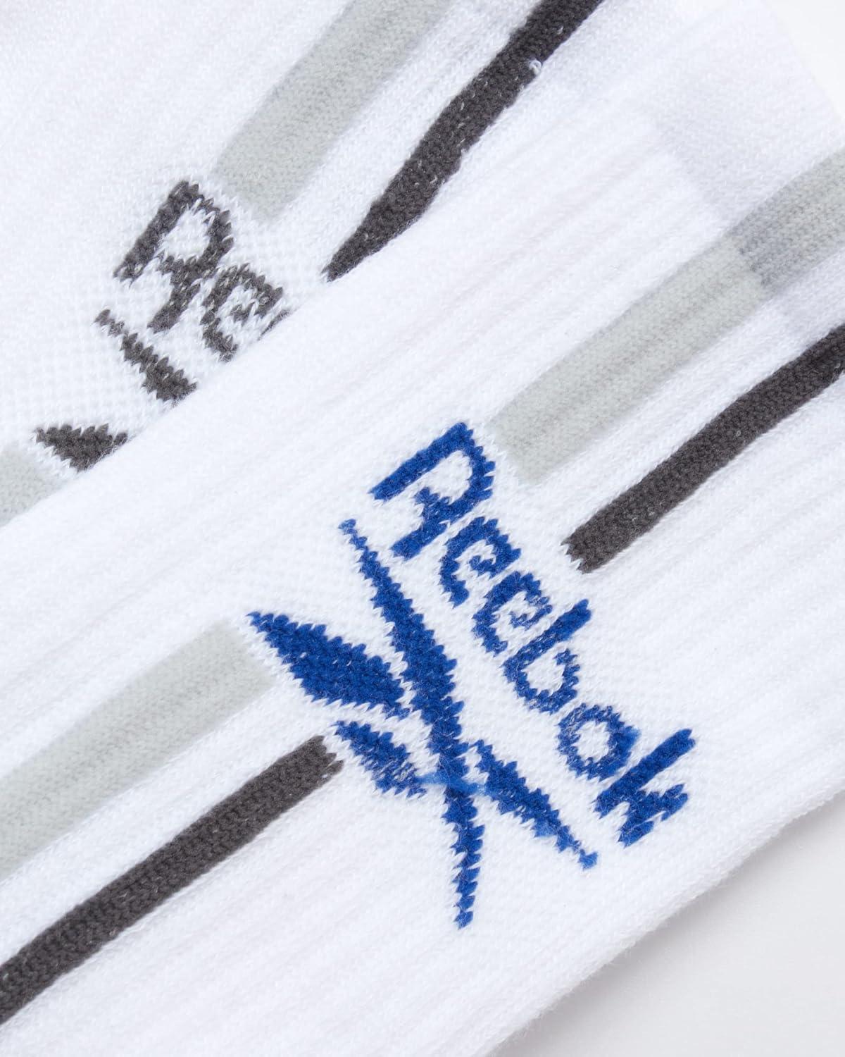 imageReebok Mens Crew Socks  5 Pack Breathable Cushioned MoistureWicking Athletic Performance Running Socks for Men 6125White