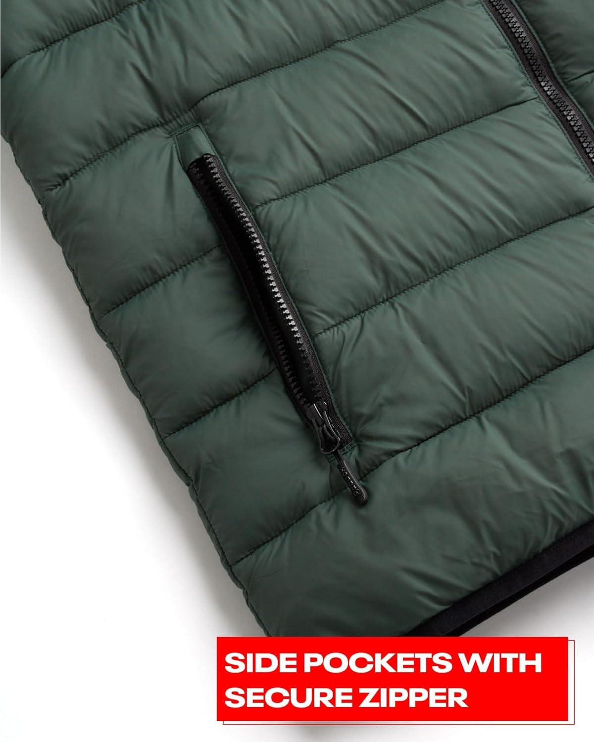 imageReebok Mens Jacket  Lightweight Hooded Quilted Puffer Coat  Warm Insulated Winter Jacket for Men S4XOlive