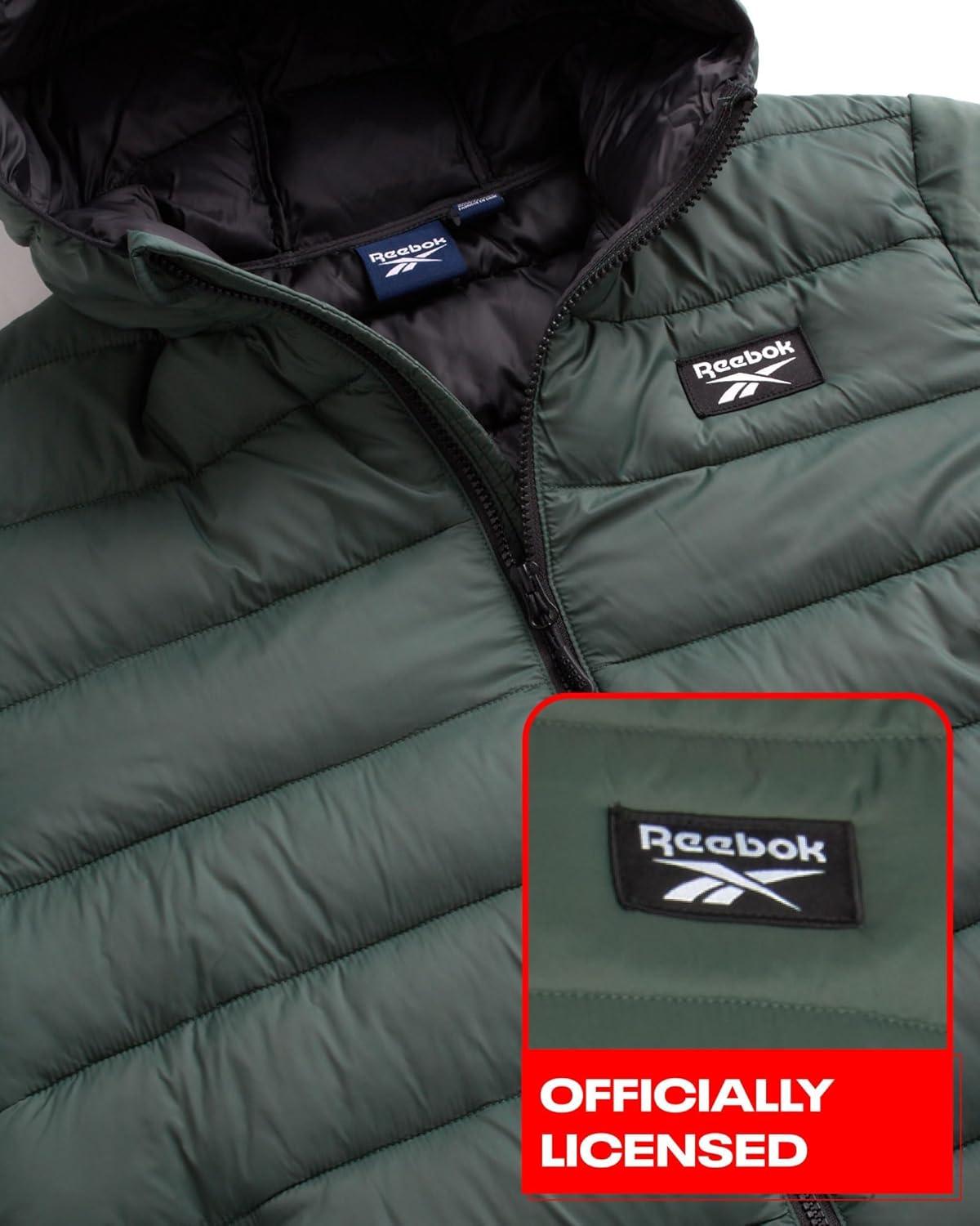imageReebok Mens Jacket  Lightweight Hooded Quilted Puffer Coat  Warm Insulated Winter Jacket for Men S4XOlive