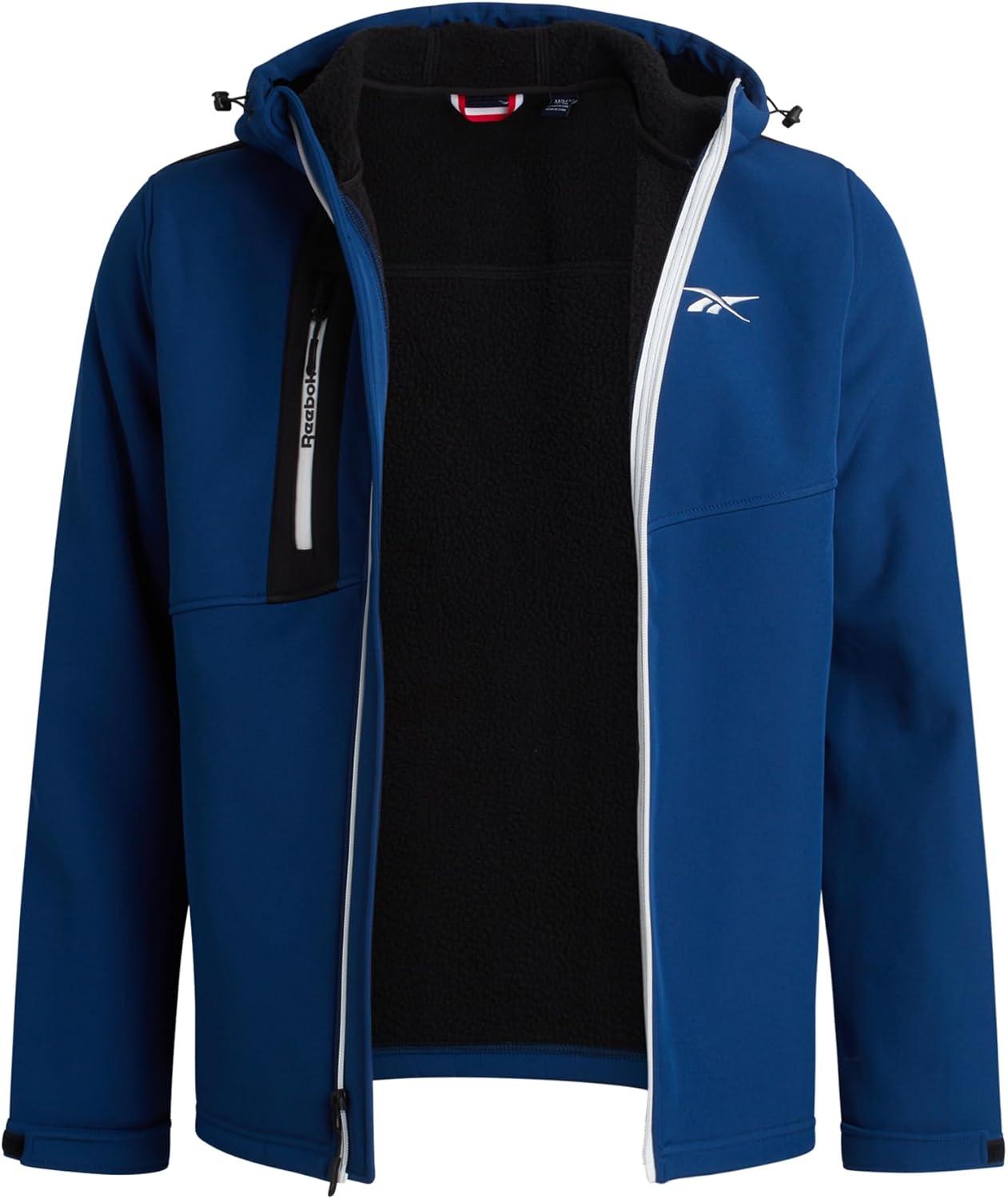 imageReebok Mens Jacket  Weather Resistant Fleece Lined Softshell Jacket Coat  Lightweight Casual Coat for Men MXXLBatik Blue