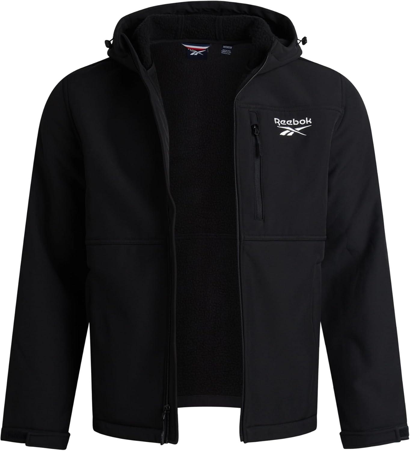 imageReebok Mens Jacket  Weather Resistant Fleece Lined Softshell Jacket Coat  Lightweight Casual Coat for Men MXXLBlack Ink