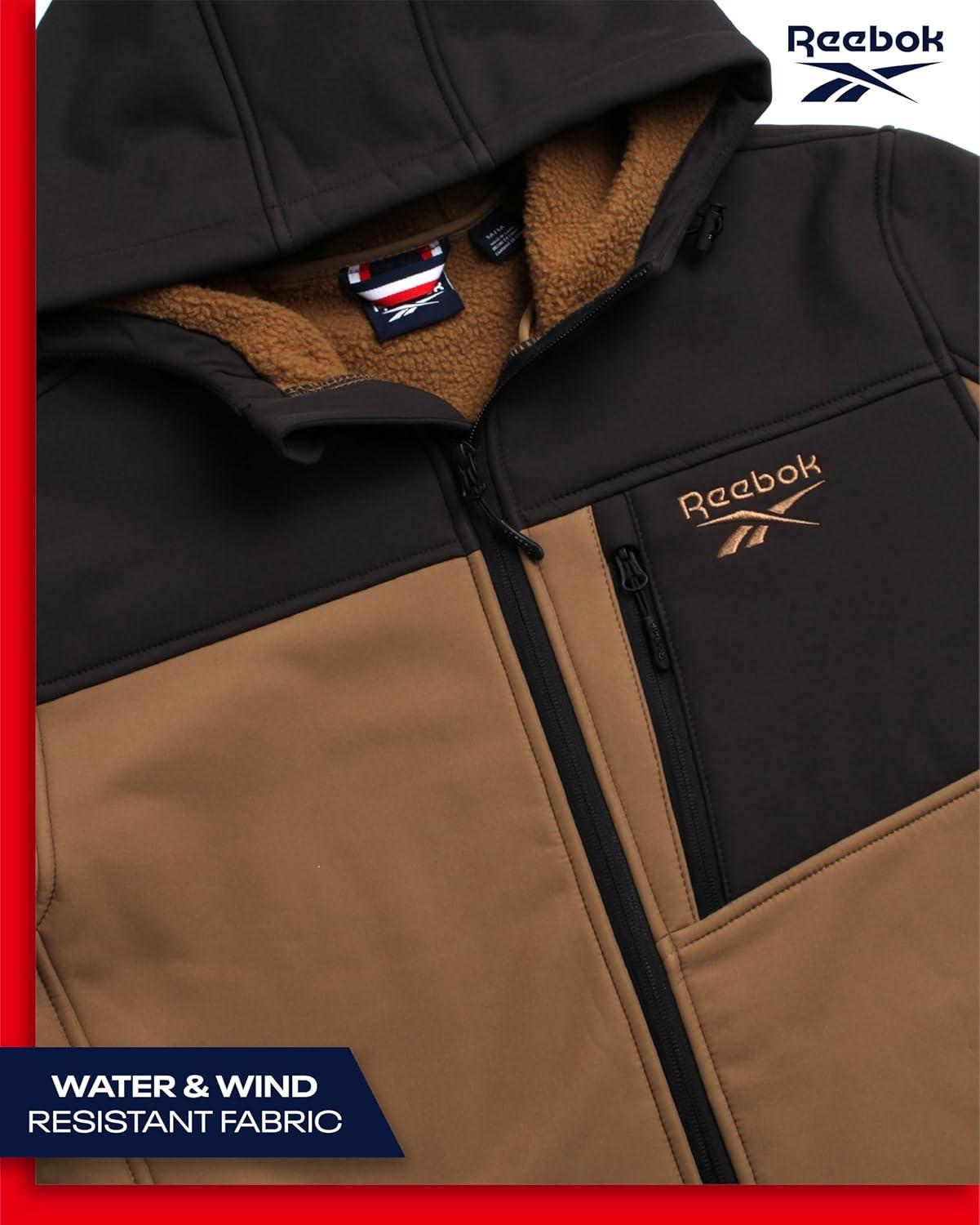 imageReebok Mens Jacket  Weather Resistant Fleece Lined Softshell Jacket Coat  Lightweight Casual Coat for Men MXXLDark Khaki