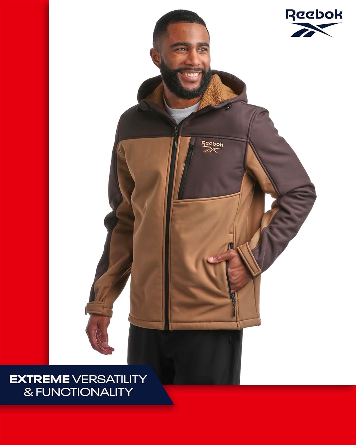 imageReebok Mens Jacket  Weather Resistant Fleece Lined Softshell Jacket Coat  Lightweight Casual Coat for Men MXXLDark Khaki