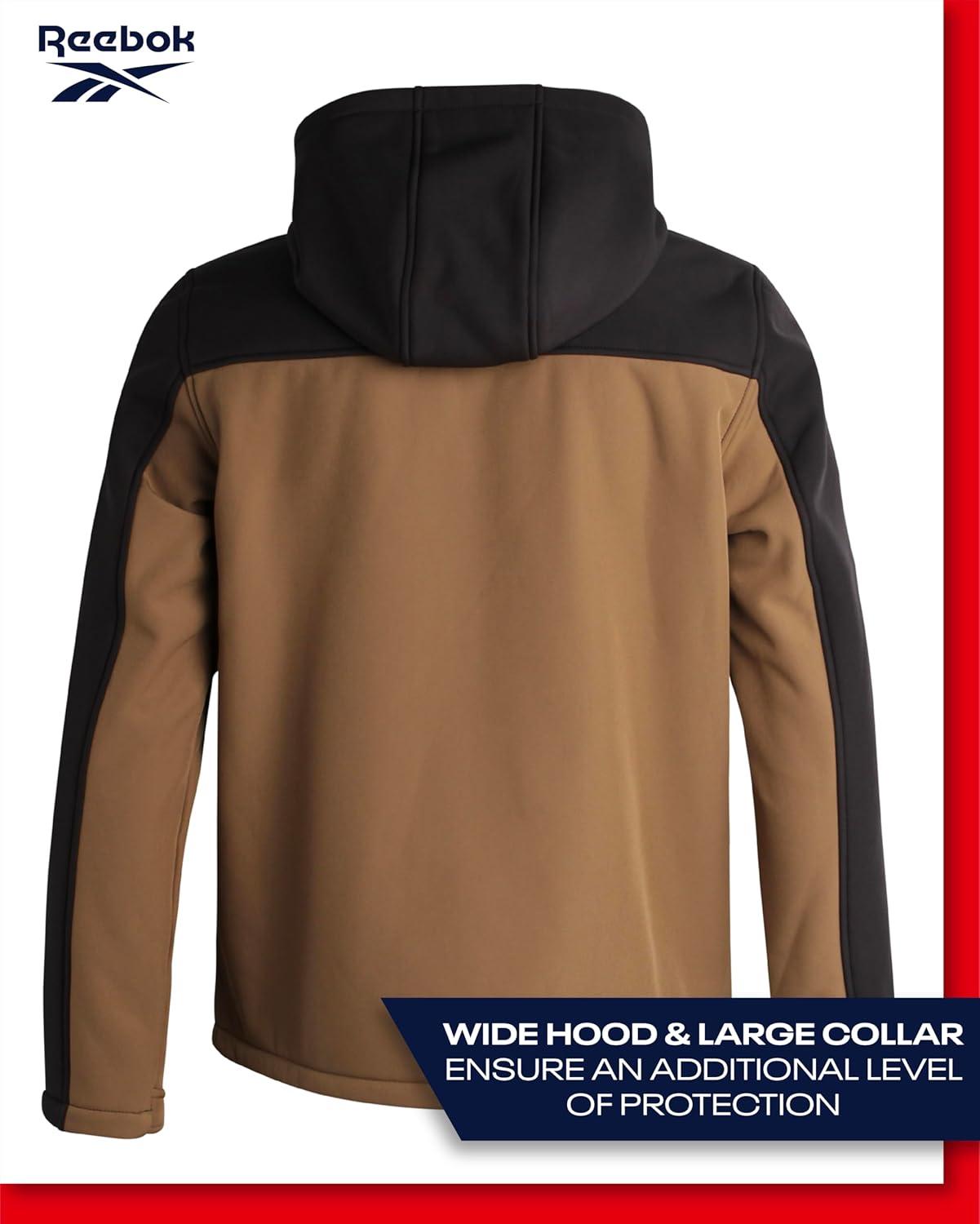 imageReebok Mens Jacket  Weather Resistant Fleece Lined Softshell Jacket Coat  Lightweight Casual Coat for Men MXXLDark Khaki