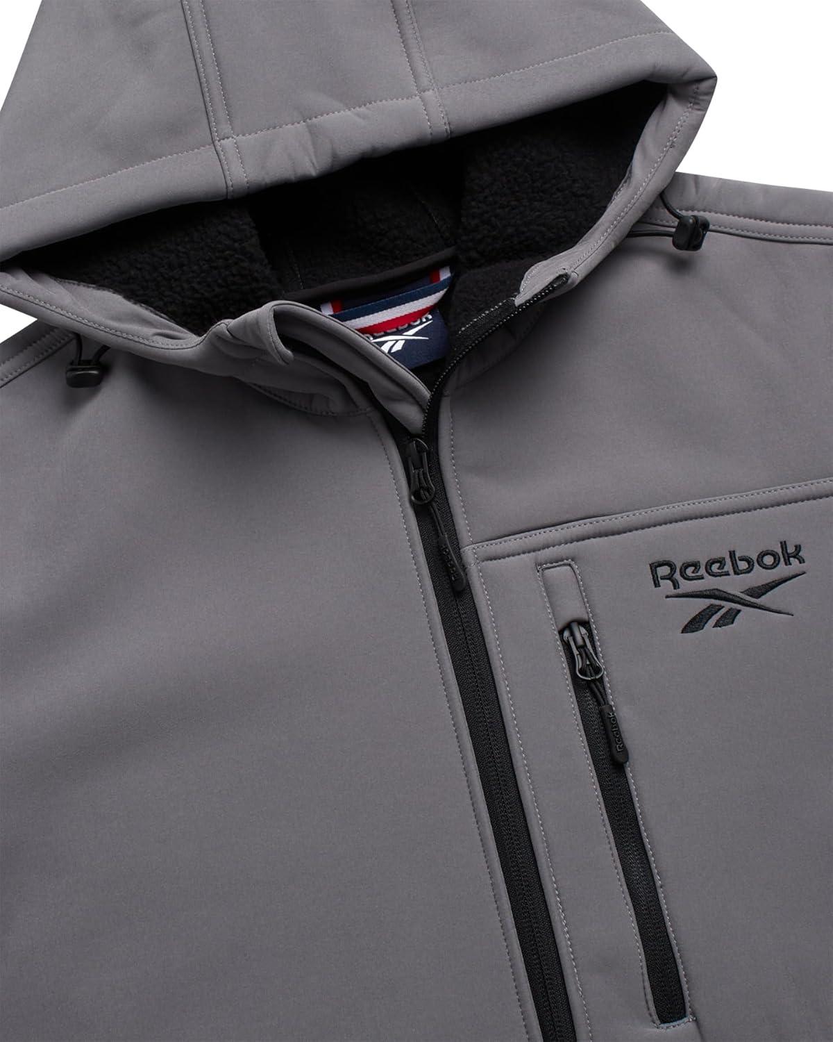 imageReebok Mens Jacket  Weather Resistant Fleece Lined Softshell Jacket Coat  Lightweight Casual Coat for Men MXXLFog