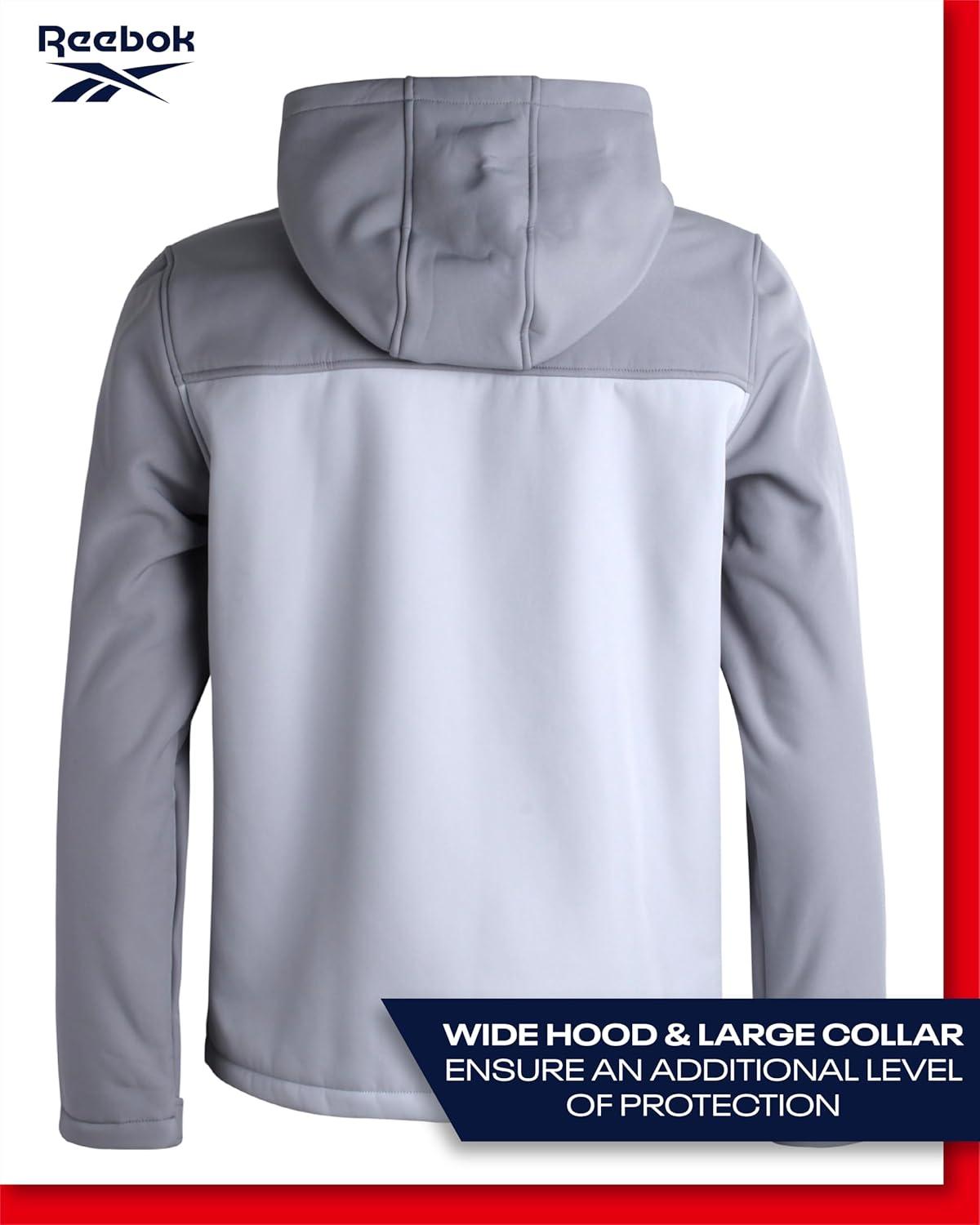 imageReebok Mens Jacket  Weather Resistant Fleece Lined Softshell Jacket Coat  Lightweight Casual Coat for Men MXXLGrey