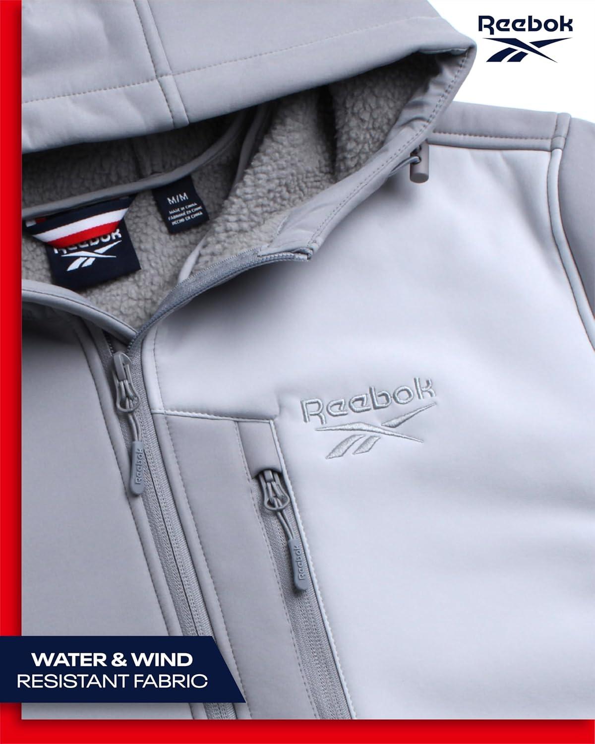 imageReebok Mens Jacket  Weather Resistant Fleece Lined Softshell Jacket Coat  Lightweight Casual Coat for Men MXXLGrey