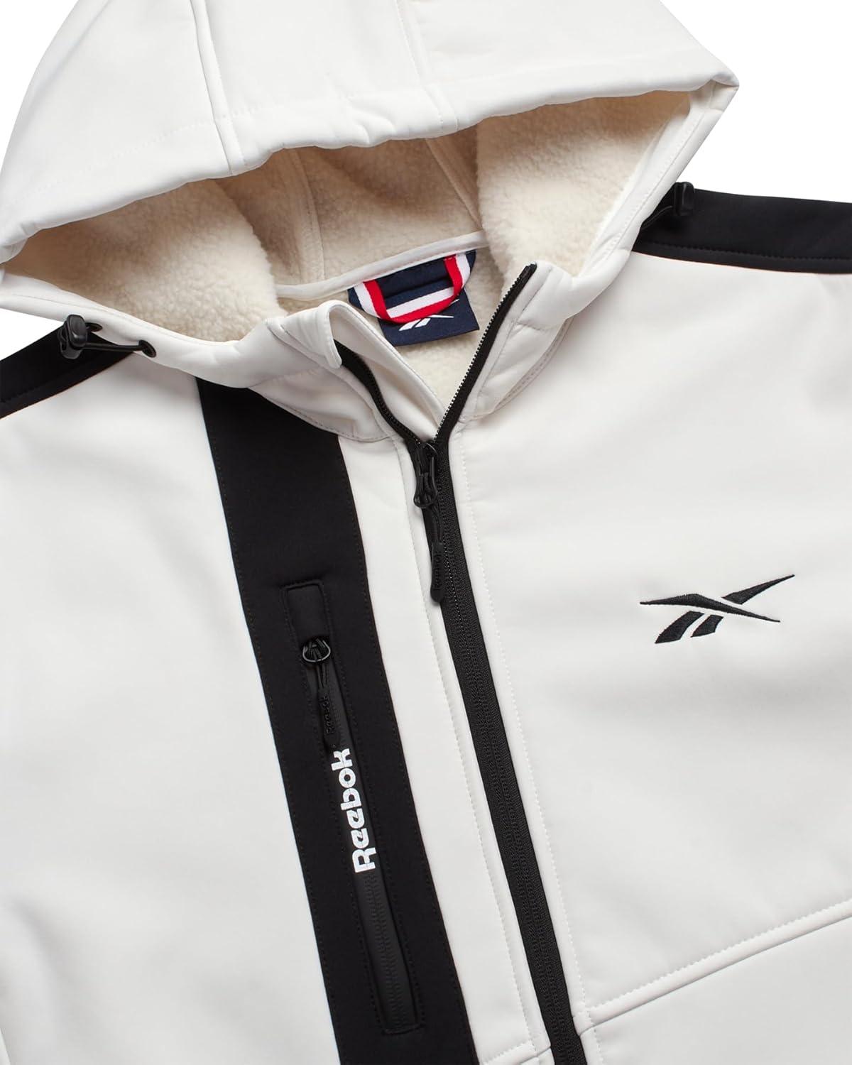 imageReebok Mens Jacket  Weather Resistant Fleece Lined Softshell Jacket Coat  Lightweight Casual Coat for Men MXXLWhite