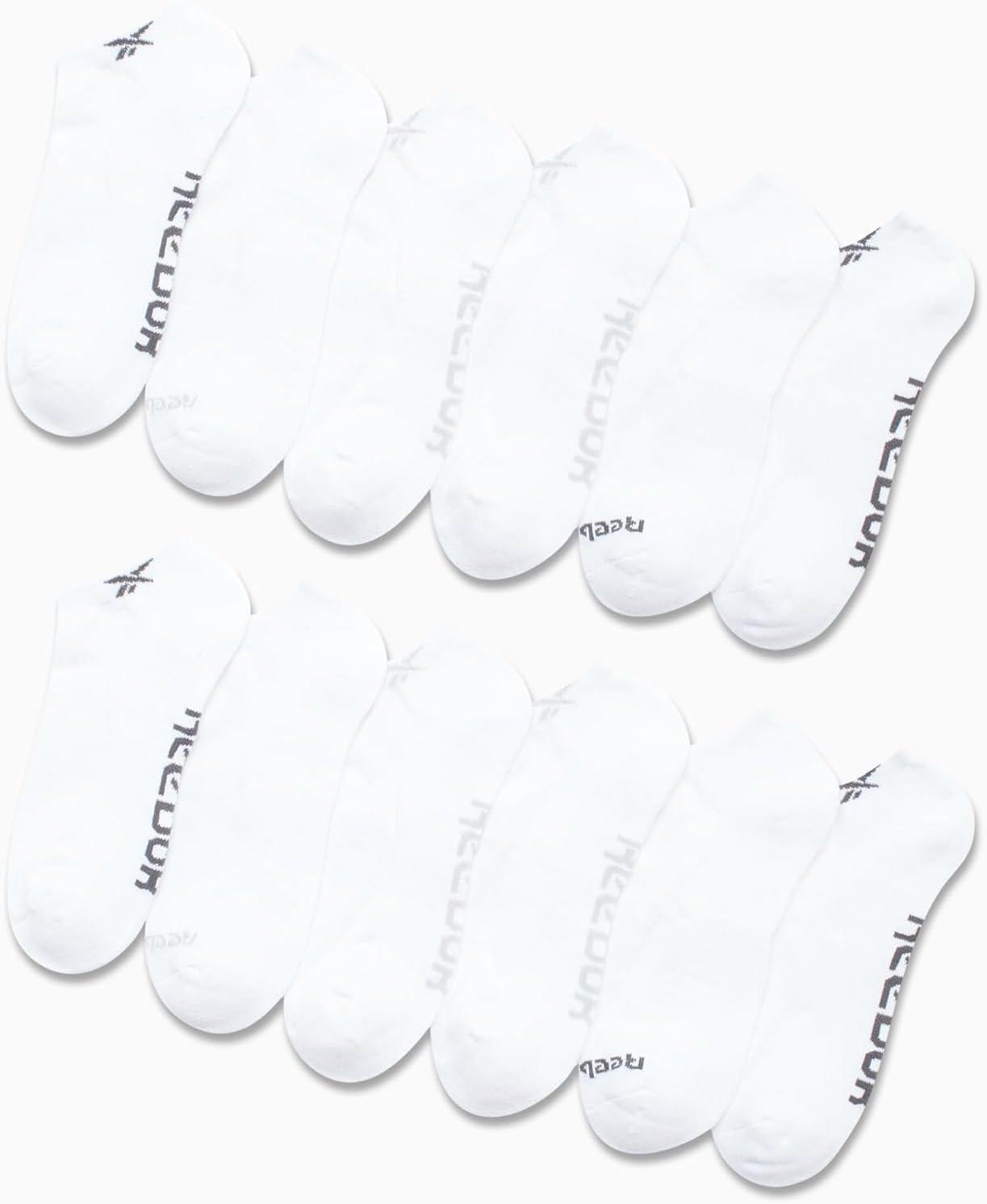 imageReebok Mens Low Cut Socks  12 Pack Performance Cushion Comfort No Show Socks  Breathable Athletic Socks for Men 6125All White