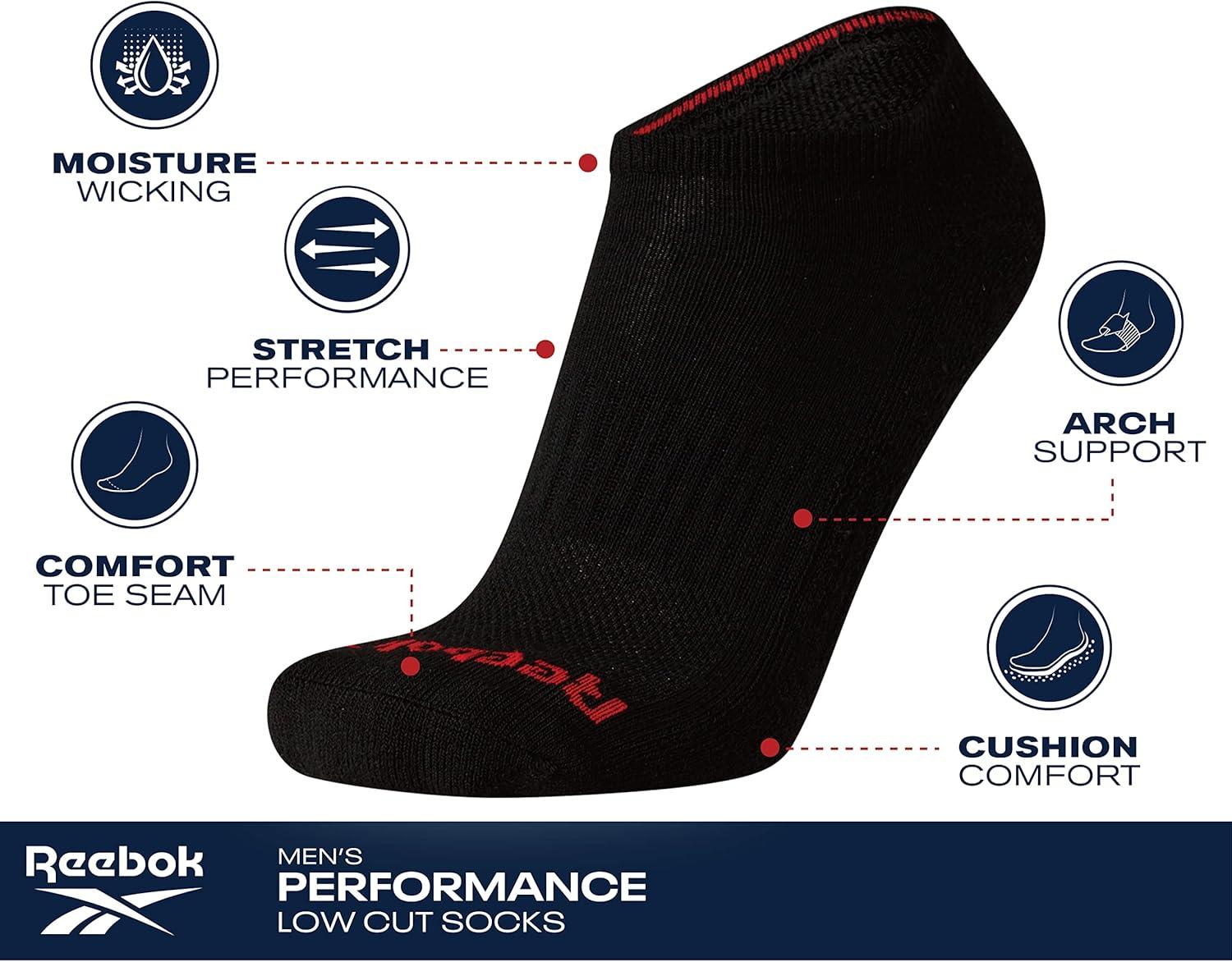 imageReebok Mens Low Cut Socks  12 Pack Performance Cushion Comfort No Show Socks  Breathable Athletic Socks for Men 6125Black Stripe Multi