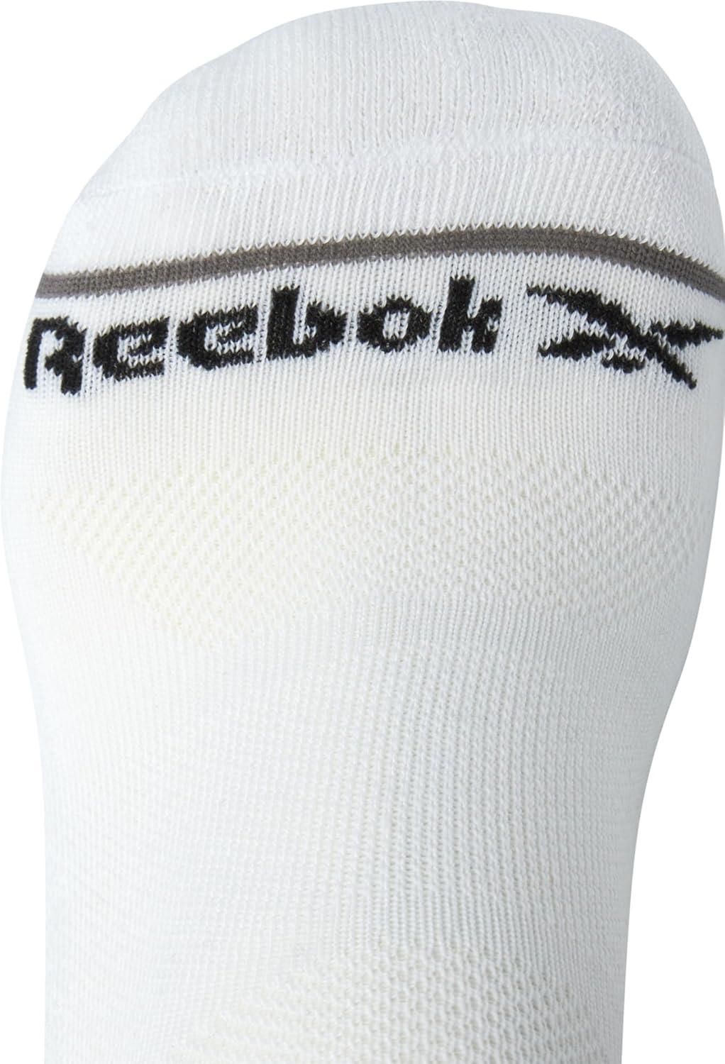 imageReebok Mens Low Cut Socks  12 Pack Performance Cushion Comfort No Show Socks  Breathable Athletic Socks for Men 6125BlackWhiteGrey Logo
