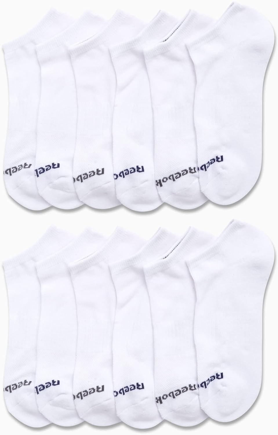 imageReebok Mens Low Cut Socks  12 Pack Performance Cushion Comfort No Show Socks  Breathable Athletic Socks for Men 6125Classic White