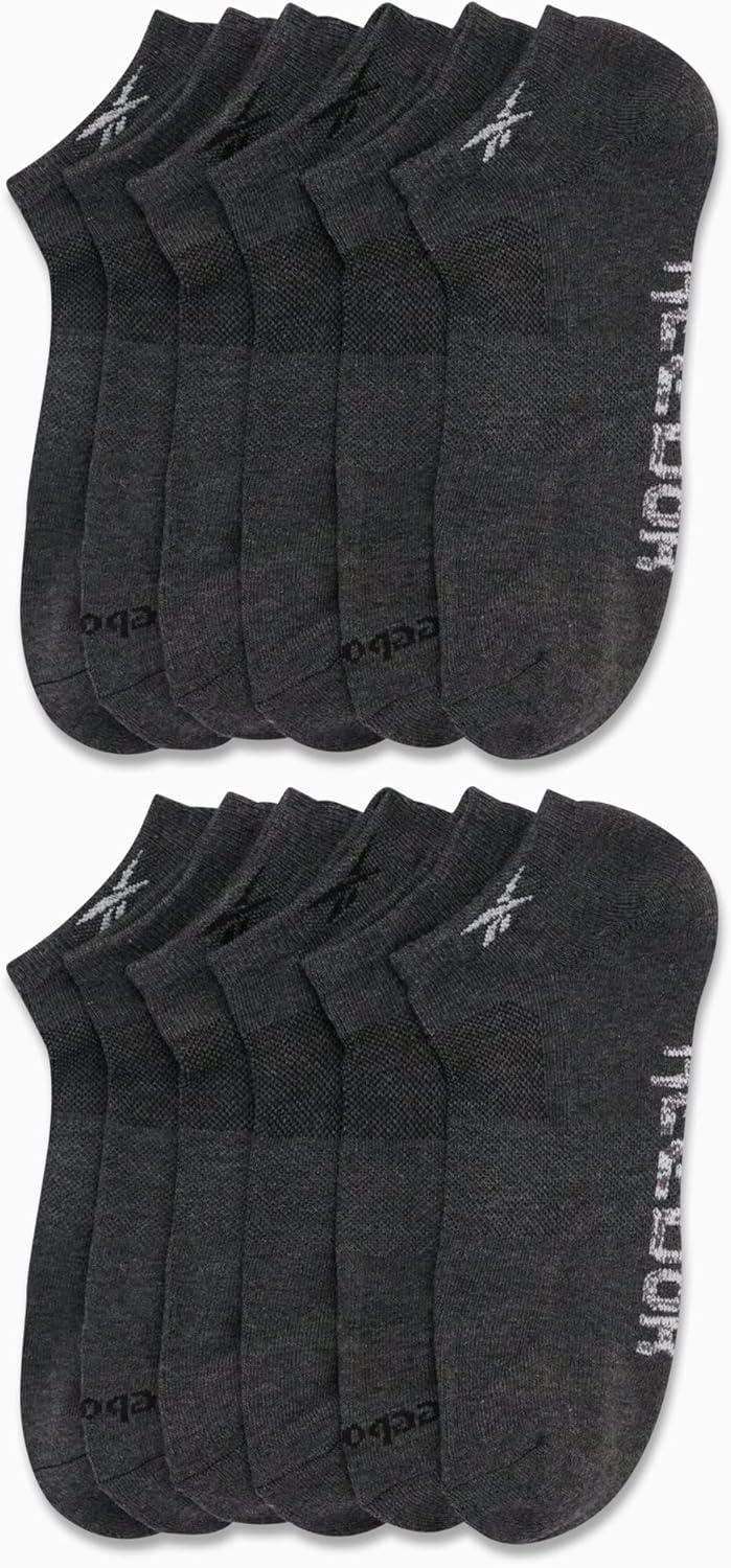 imageReebok Mens Low Cut Socks  12 Pack Performance Cushion Comfort No Show Socks  Breathable Athletic Socks for Men 6125Grey Feed