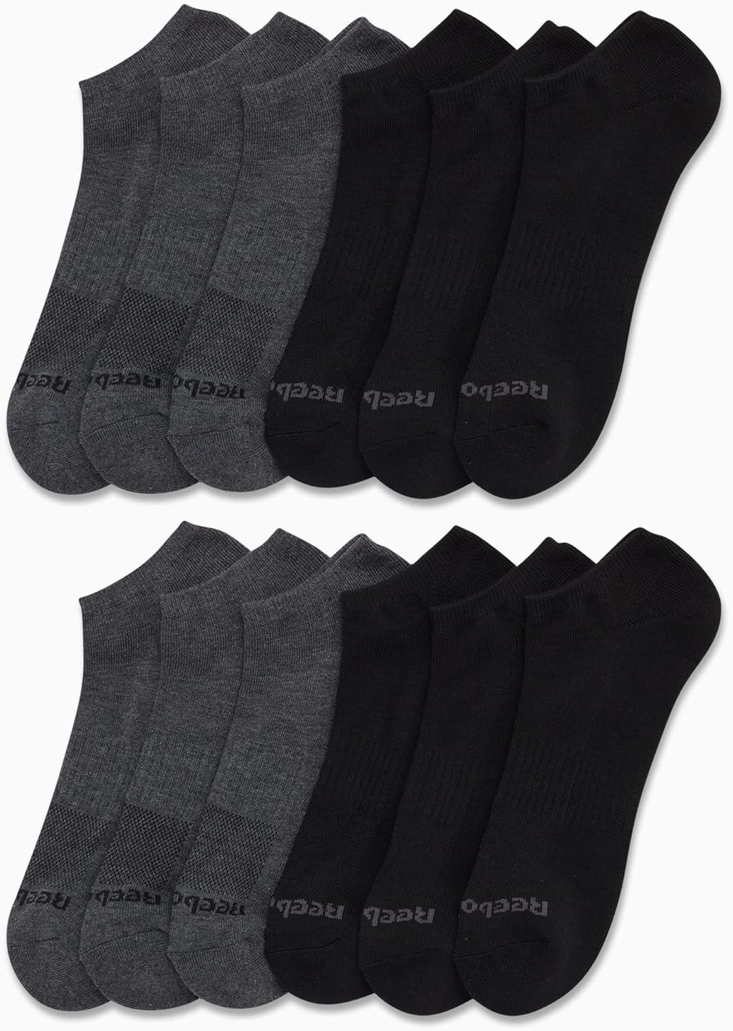 imageReebok Mens Low Cut Socks  12 Pack Performance Cushion Comfort No Show Socks  Breathable Athletic Socks for Men 6125GreyBlack