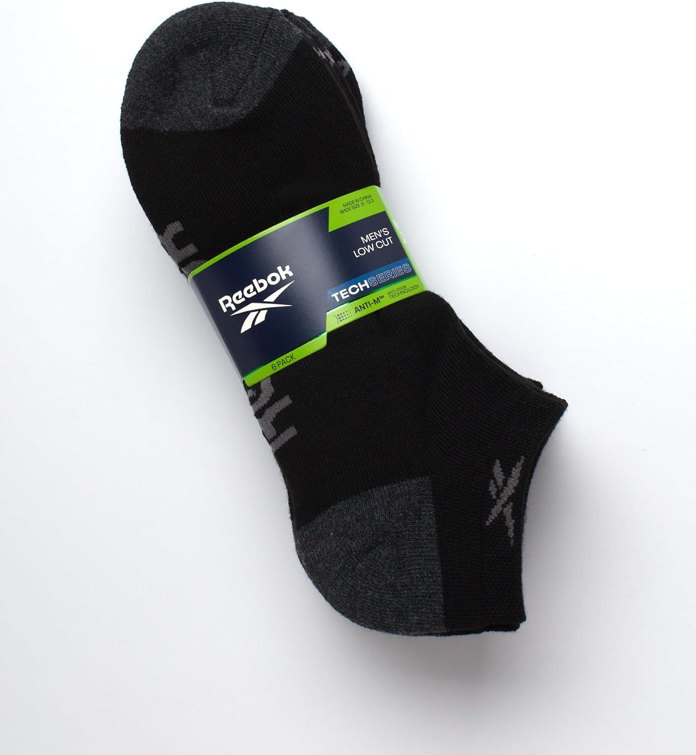 imageReebok Mens Low Cut Socks  6 Pack Basic Cushion Low Cut No Show Socks for Men  Mens Athletic Socks Size 6125BlackGrey