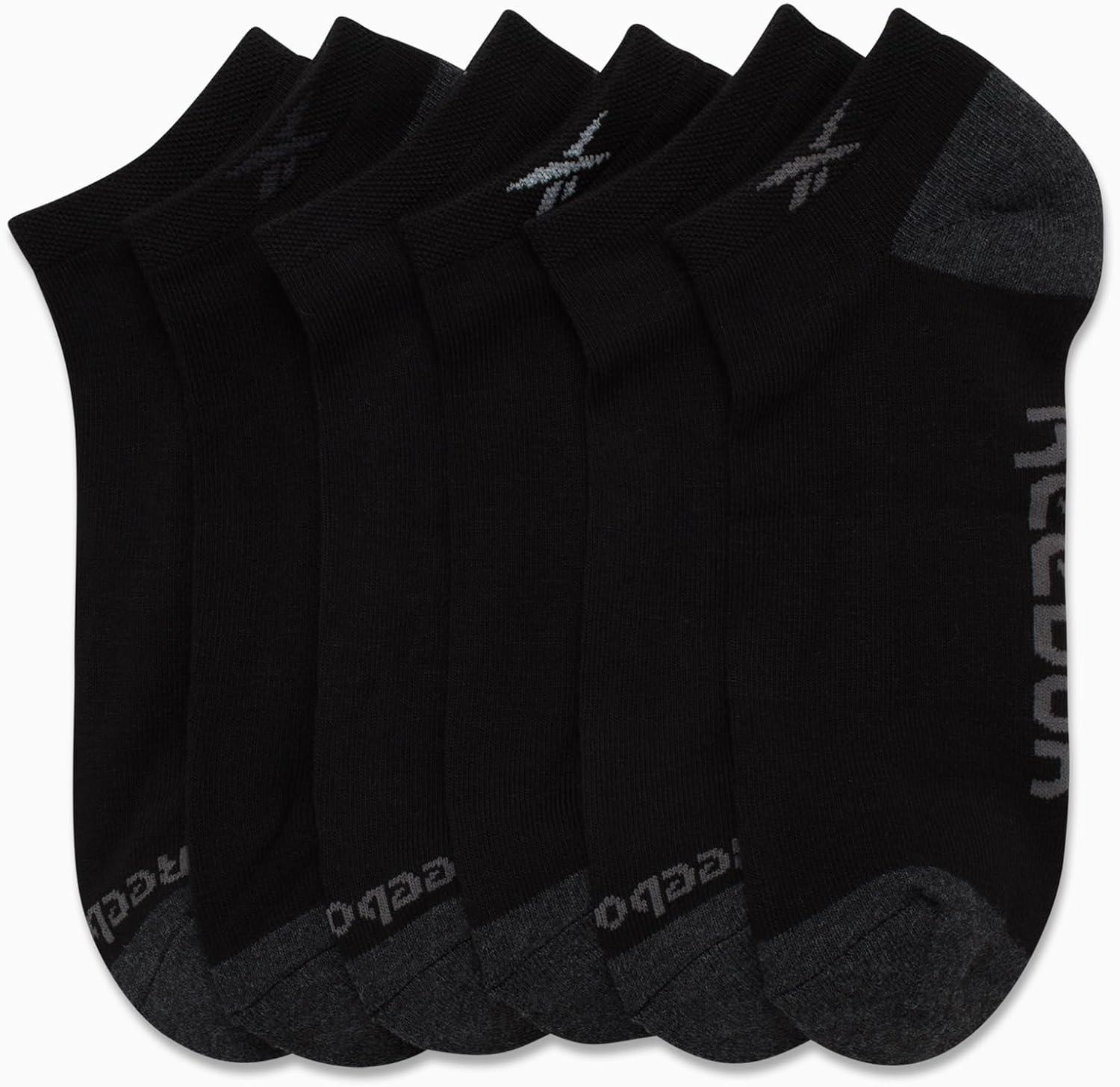 imageReebok Mens Low Cut Socks  6 Pack Basic Cushion Low Cut No Show Socks for Men  Mens Athletic Socks Size 6125BlackGrey