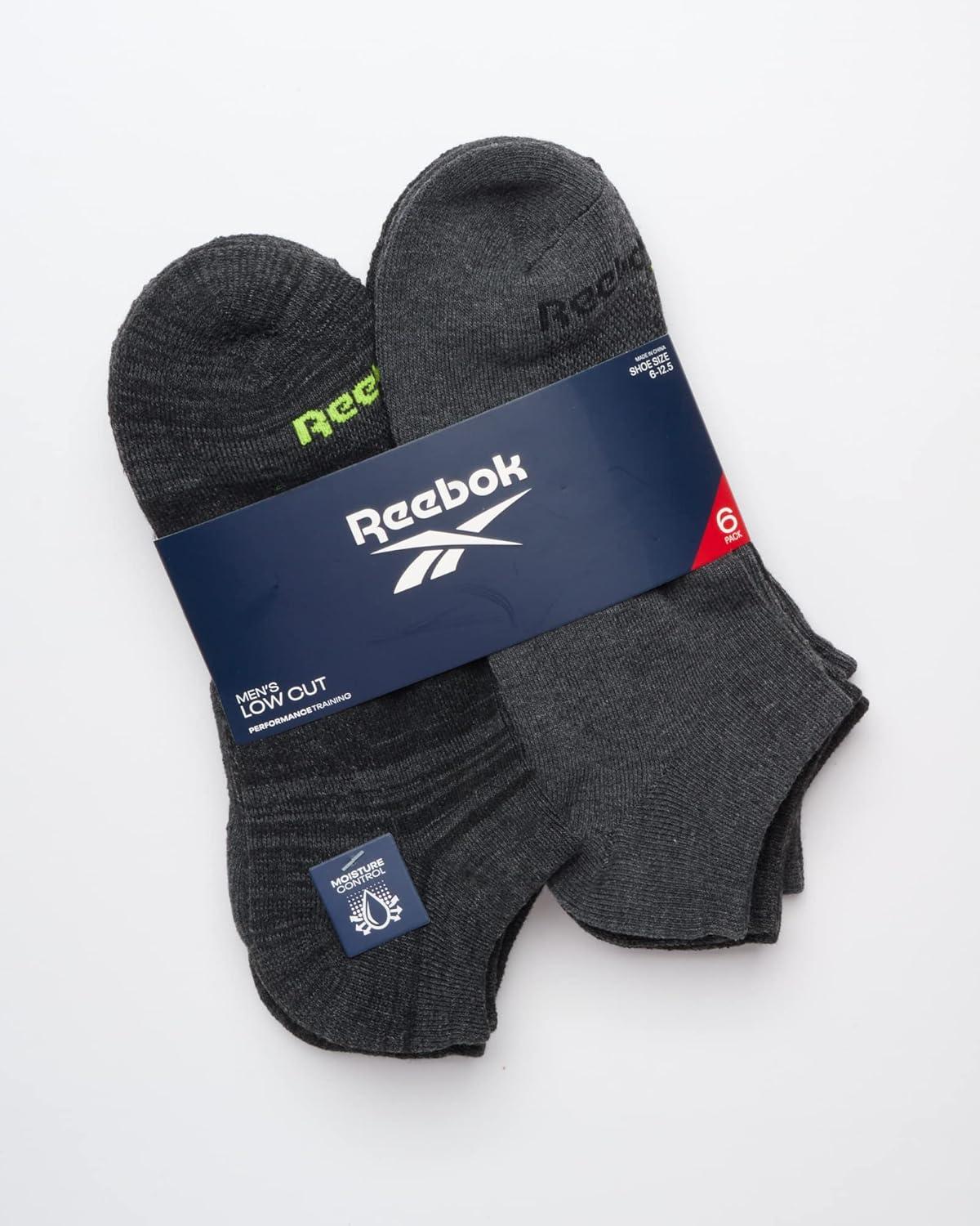 imageReebok Mens Low Cut Socks  6 Pack Basic Cushion Low Cut No Show Socks for Men  Mens Athletic Socks Size 6125BlackGrey Logo
