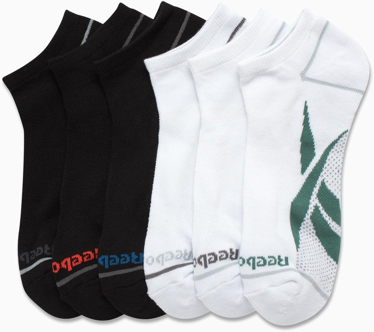 imageReebok Mens Low Cut Socks  6 Pack Basic Cushion Low Cut No Show Socks for Men  Mens Athletic Socks Size 6125BlackWhite Multi