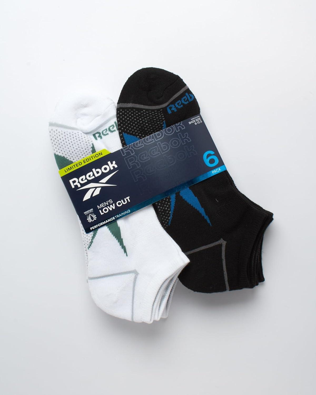 imageReebok Mens Low Cut Socks  6 Pack Basic Cushion Low Cut No Show Socks for Men  Mens Athletic Socks Size 6125BlackWhite Multi