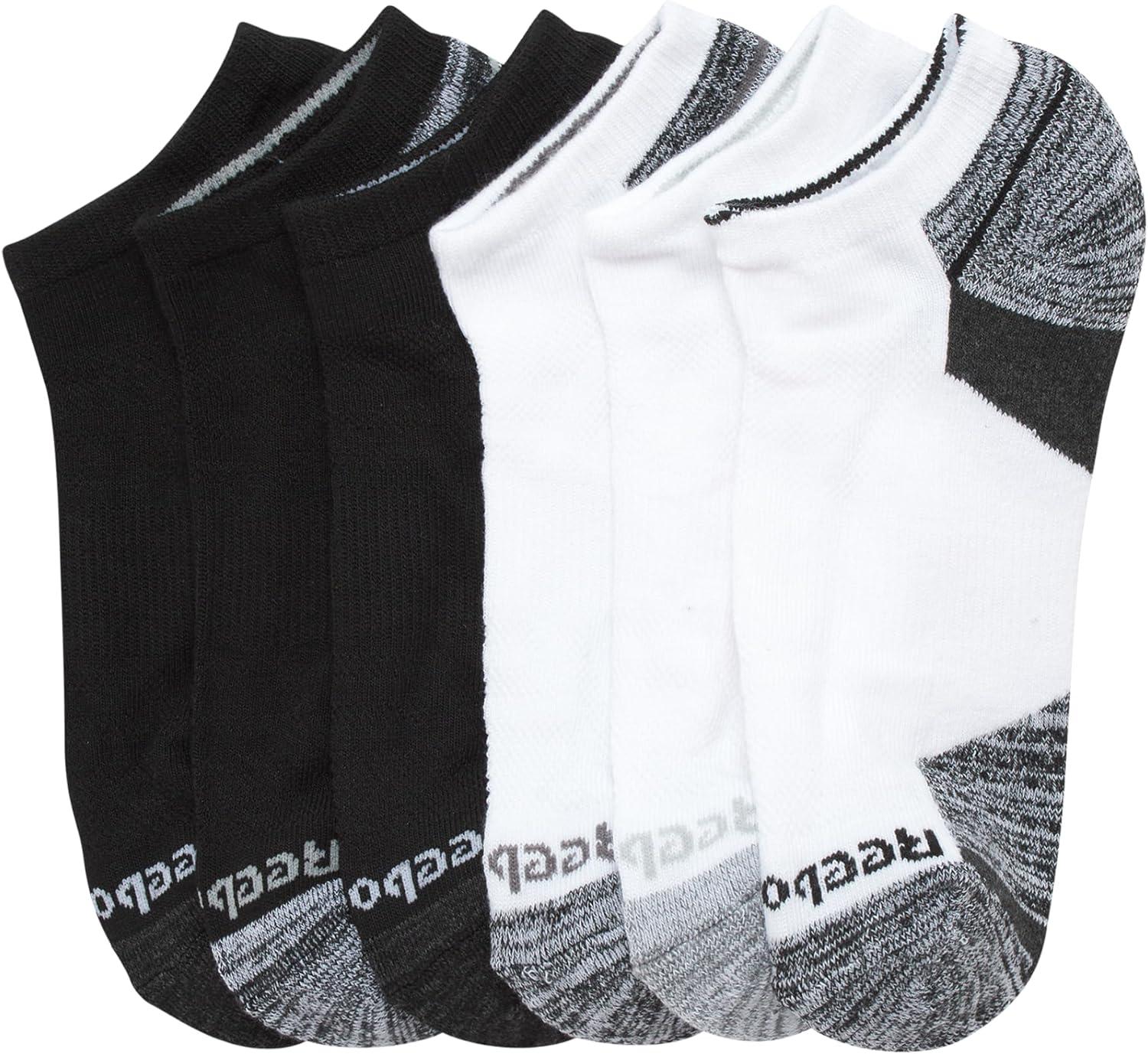 imageReebok Mens Low Cut Socks  6 Pack Basic Cushion Low Cut No Show Socks for Men  Mens Athletic Socks Size 6125BlackWhiteGrey